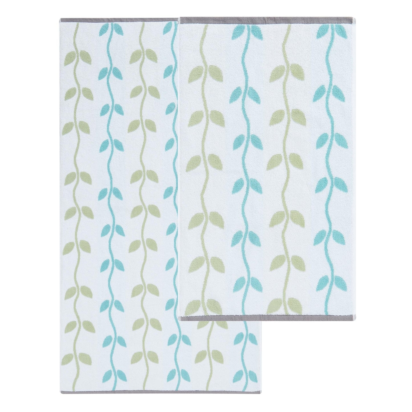 Amrapur Overseas 6-Piece Yarn Dyed Organic Vines Jacquard/Solid Ultra Soft 500GSM 100% Combed Cotton Towel Set [Sage Green]