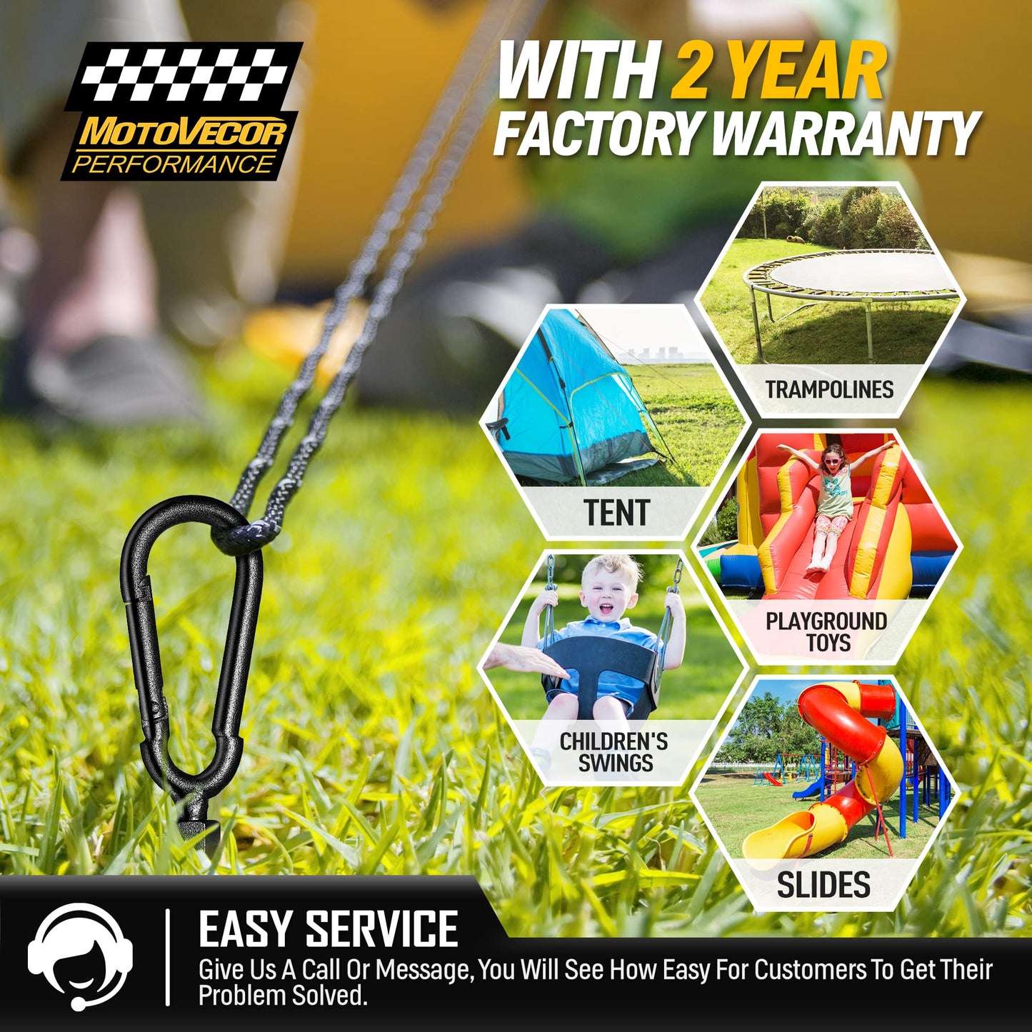 18” Heavy Duty Ground Anchors Screw in(1000lbs), Swing Set Earth Anchors Made with Tungsten Steel, Detachable Carabiner Design, High Wind Trampoline Stakes for Trees, Camping Tents, Canopies, Sheds