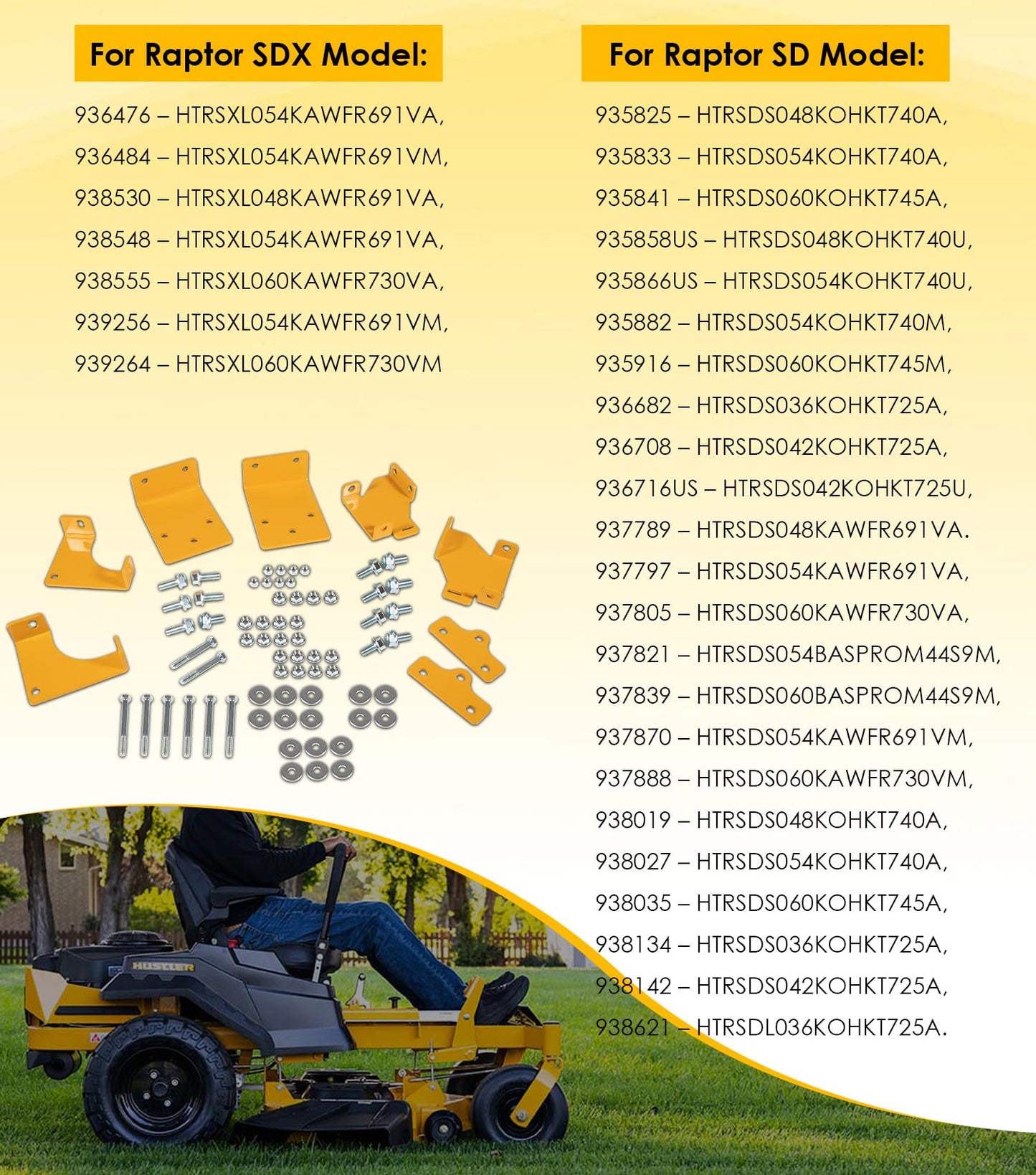 125255 Hydro Transmission Brackets Kit for Zero Turn Mower Hustler Raptor SD SDX Mower Replace 552564, 552565, 552566, 552567