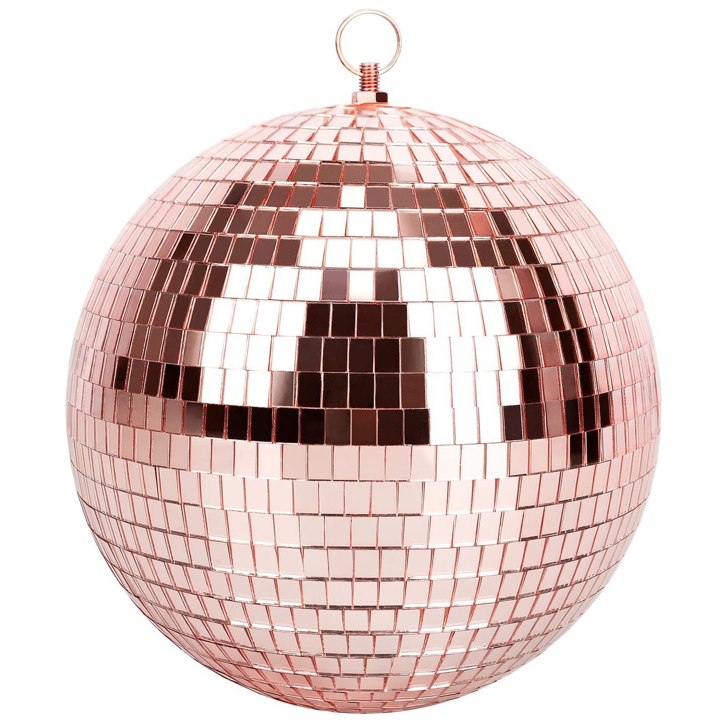 Mirror Ball for Disco DJ Club Party Wedding Home Decor, Muscab 8 Inch Disco Ball with Hanging Ring, Rose Gold