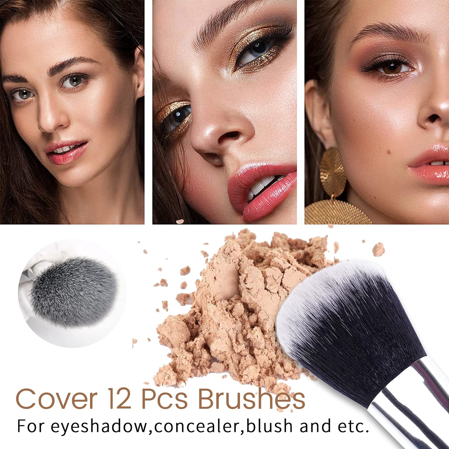MSQ Makeup Brushes Set 29pcs Professional Cosmetics Brushes with Belt Waist Makeup Bag (Foundation, Powder, Creams, Liquids & Eye Brushes) for Women/Girls/Artists/Holiday gifts/travel