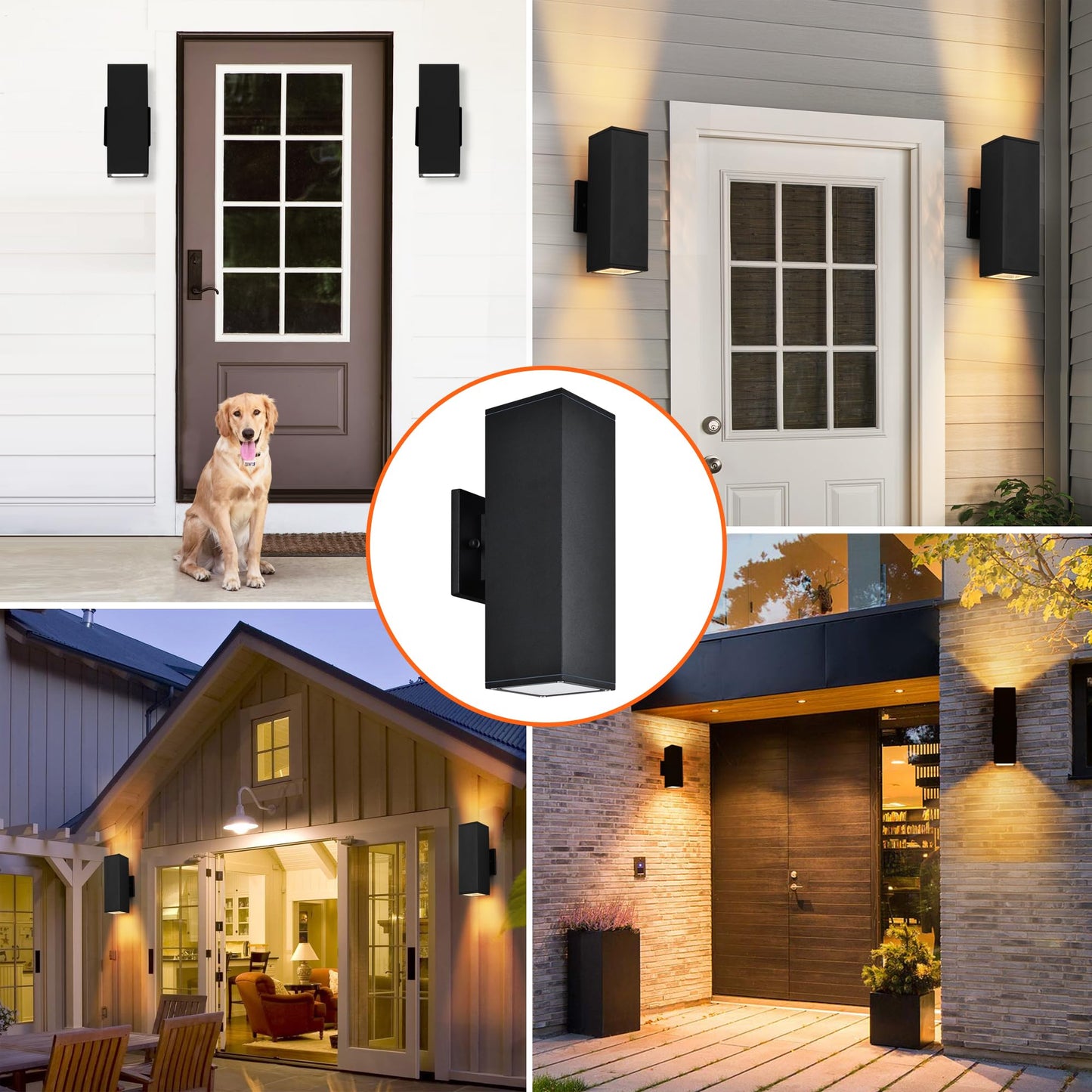 Outdoor Wall Light, Waterproof Outdoor Light Fixture Wall Mount Porch Lights Aluminum Exterior Light Fixtures Up Down Wall Lamp Sconce, Black