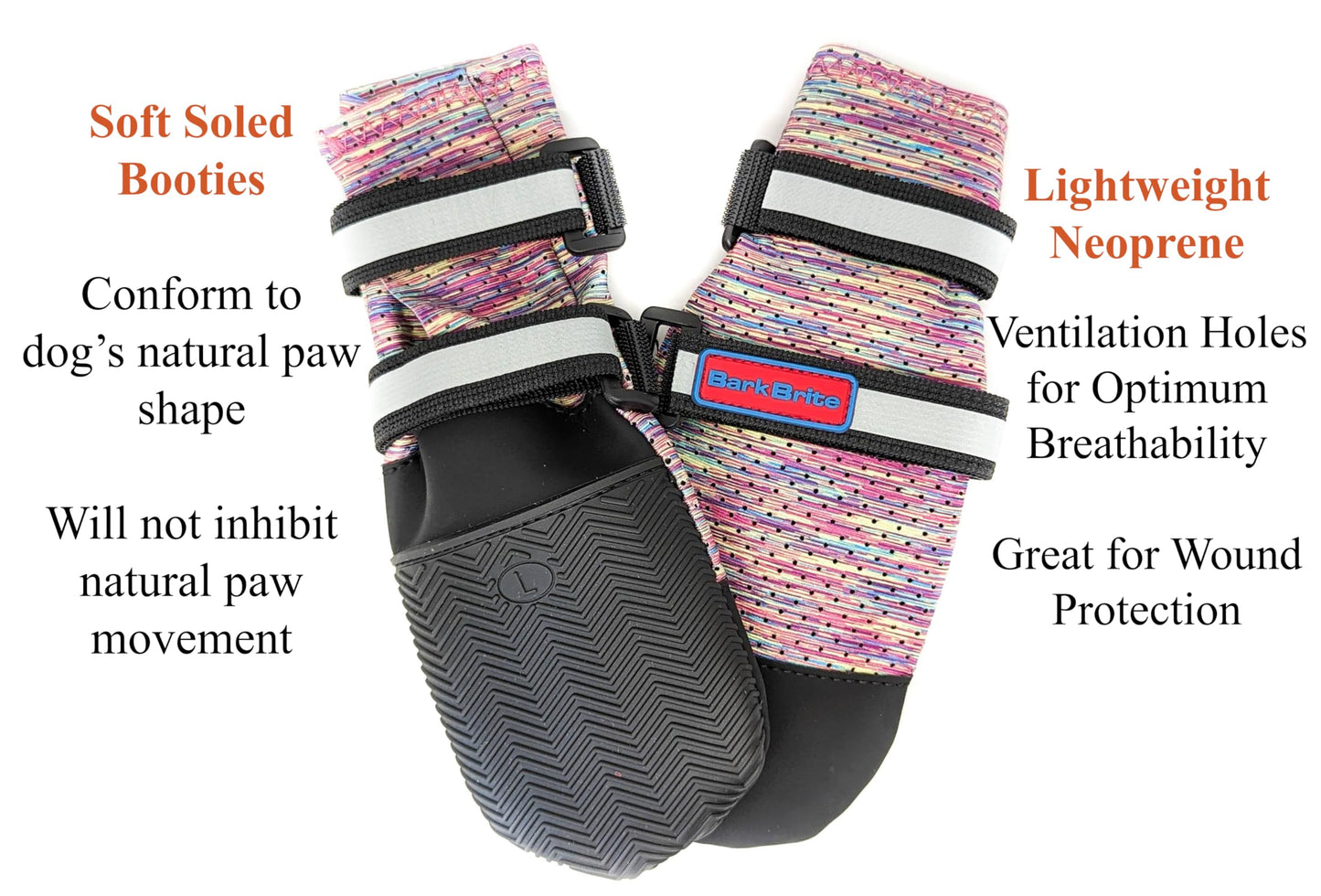 Bark Brite Lightweight Neoprene Paw Protector Dog Boots Designed for Comfort and Breathability in 5 Sizes (Lavender Lg)