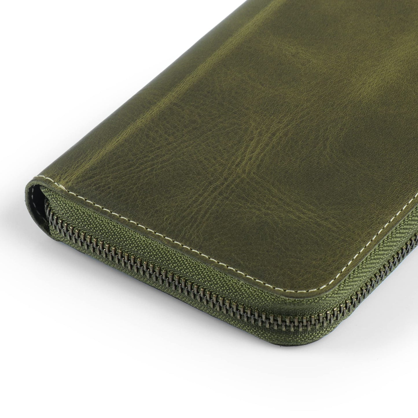 Londo Genuine Leather Padfolio with Pencil Holder Notepad and Zipper Closure (Green)
