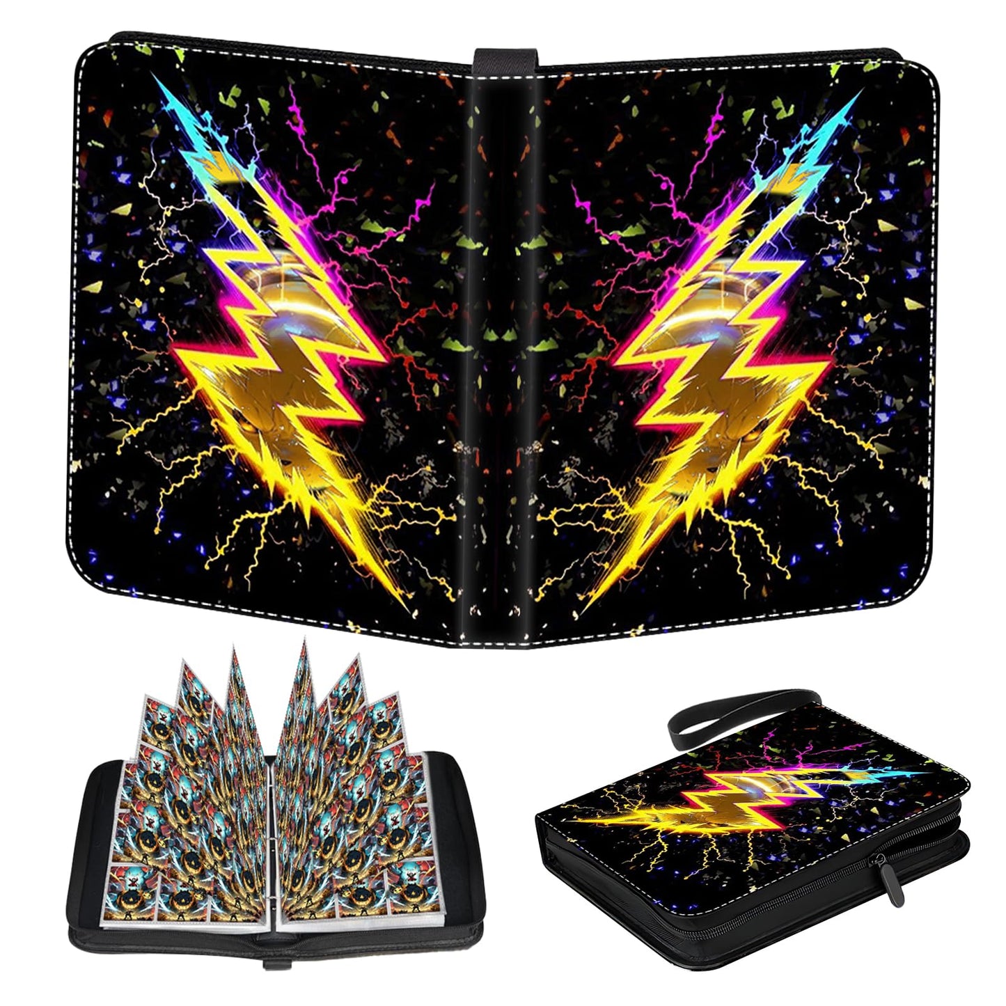 Card Binder 9 Pocket for PokeN Card with 900 Cards Capacity 50 Pages,Zipper Waterproof PU Leather Toploader with Portable Handle–Trading Card Album for 151/Game/Hockey Card, Gift for Kids & Collectors