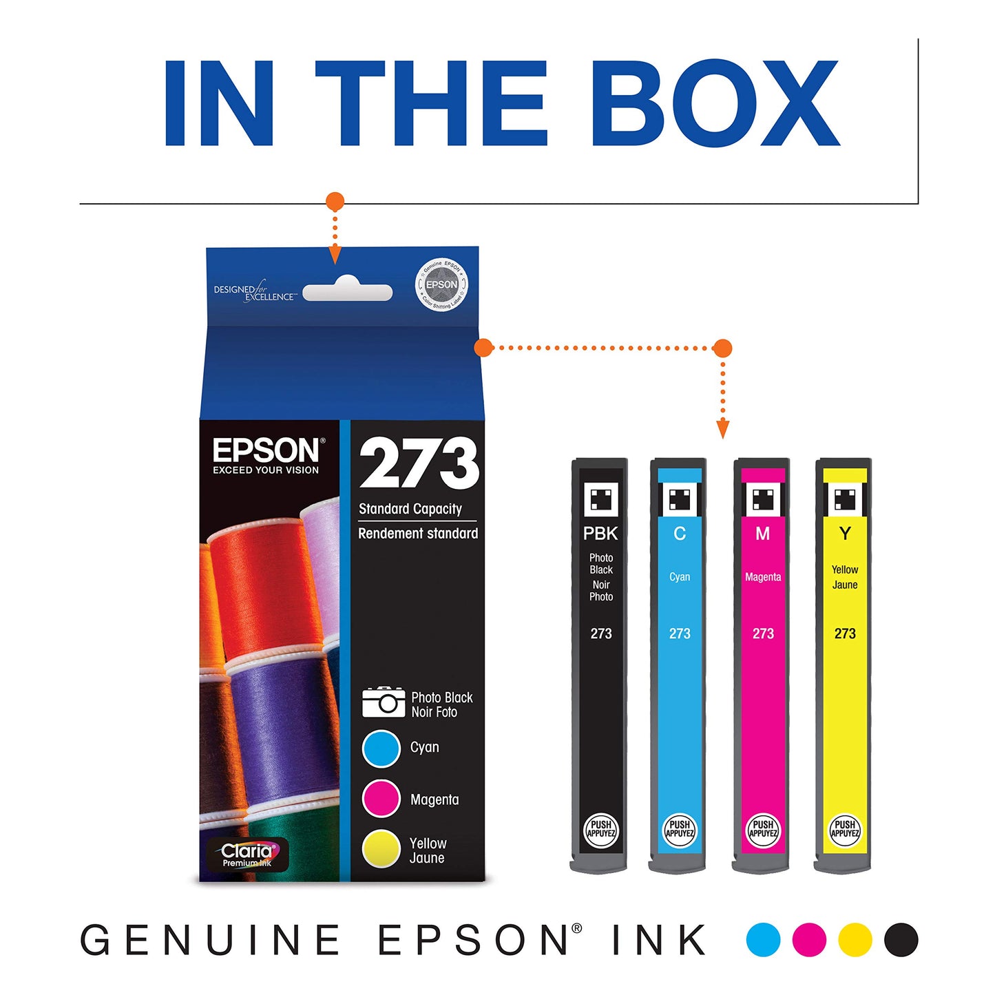 EPSON 273 Claria Ink Standard Capacity Photo Black & Color Combo Pack (T273520-S) Works with Expression Premium XP-520, 600, 610, 620, 800, 810, 820