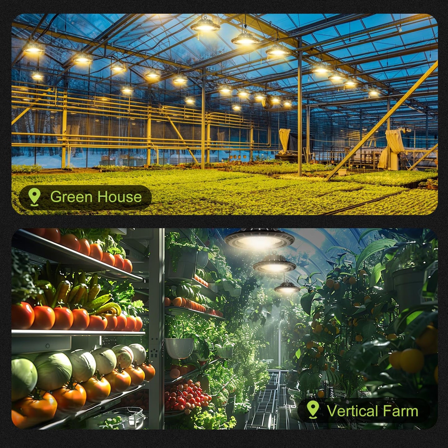 AJABotanics 100W Hanging LED Grow Light for Indoor Plants, Full Spectrum UFO Lamp, IP65 Waterproof, 9.8 ft Cord with On/Off Switch, Smart Plug Compatible for Hydroponics, Greenhouse, Grow Tent