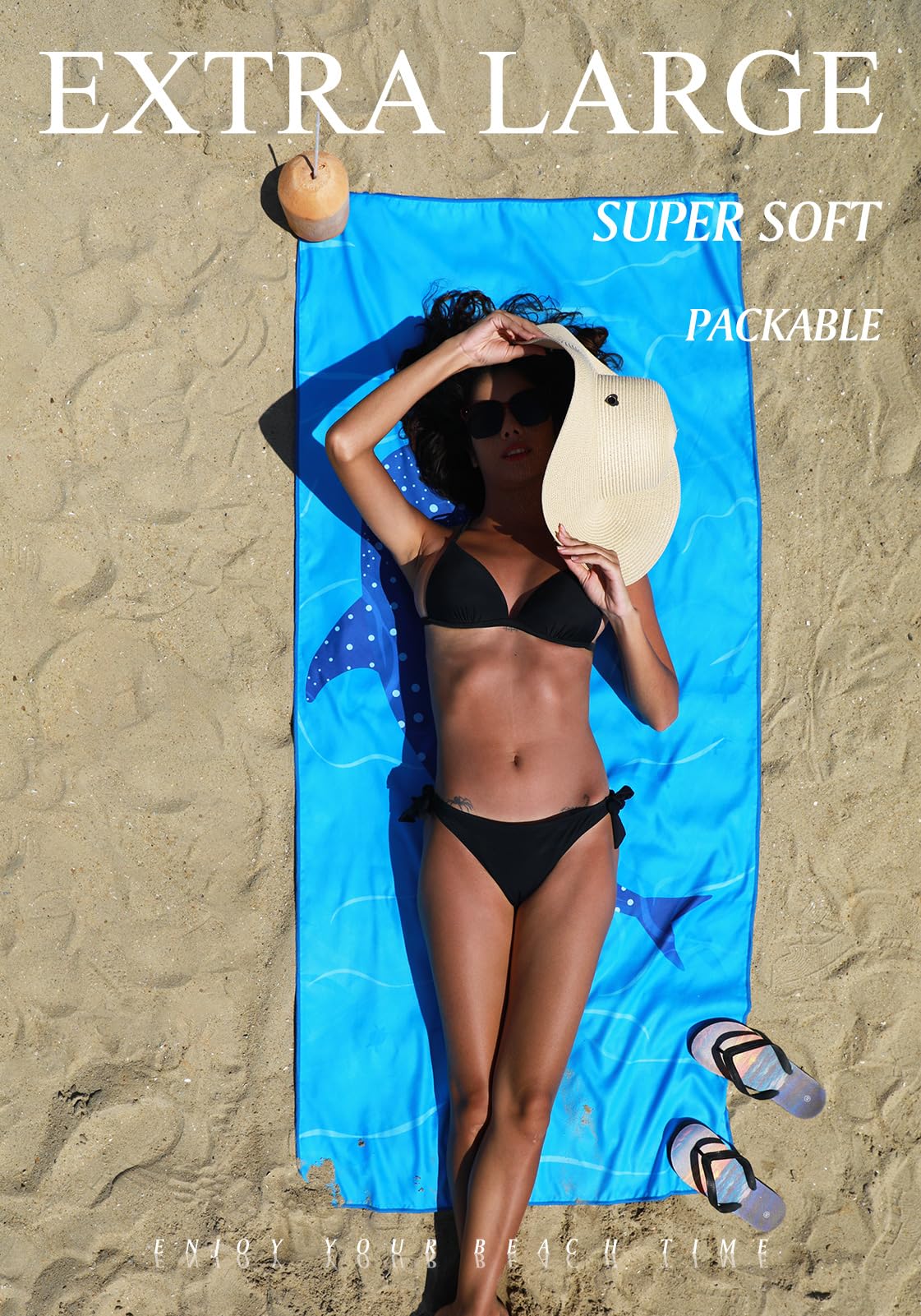 4 Pack Microfiber Lightweight Thin Beach Towel Sand Free Quick Dry Super Absorbent Compact Oversized Large Towels for Swimming Pool Yoga Gym Travel Vacation Beach Accessories Essentials for Adults
