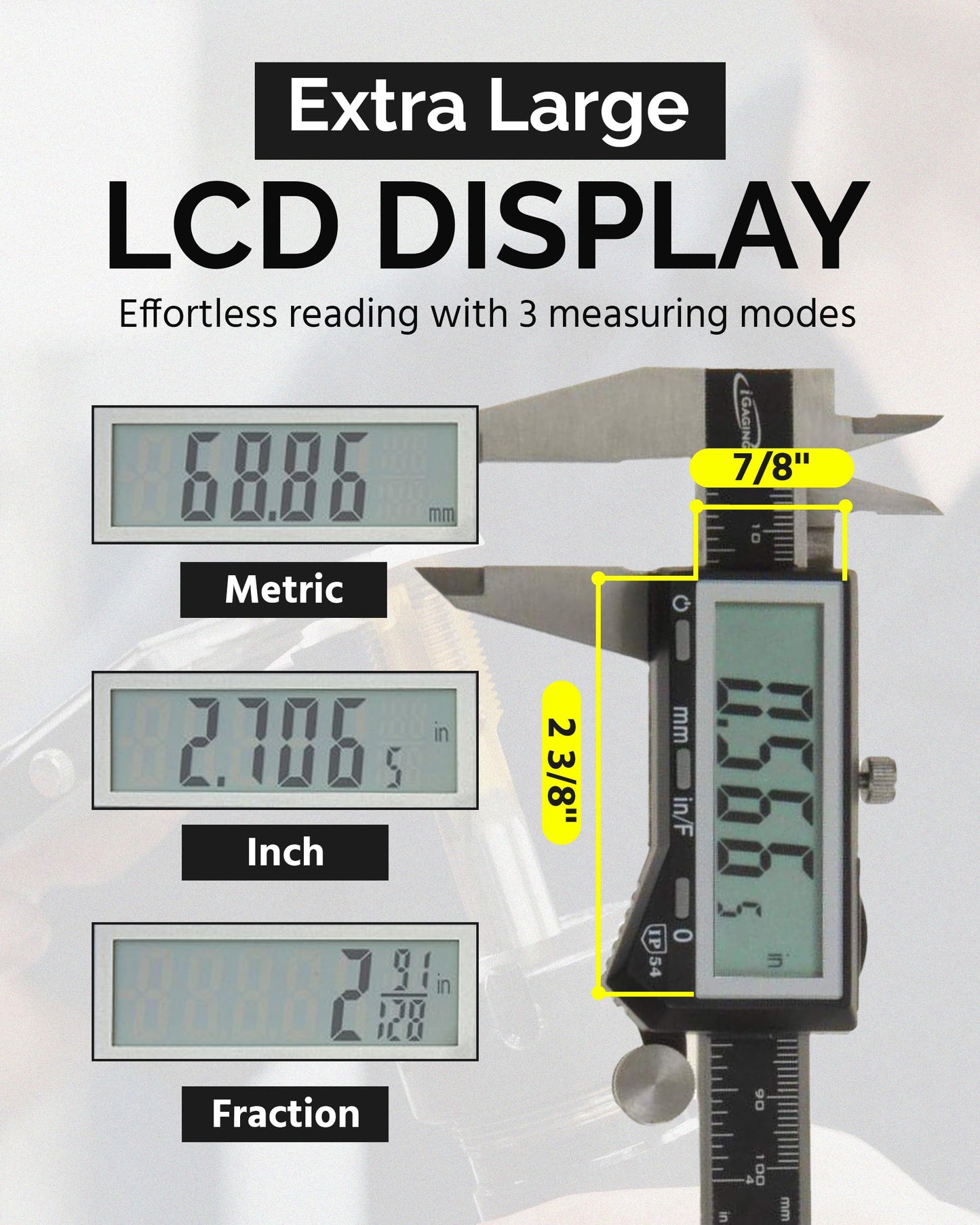 iGaging IP54 0-6-Inch EZ Cal Super Large LCD Display Digital Caliper