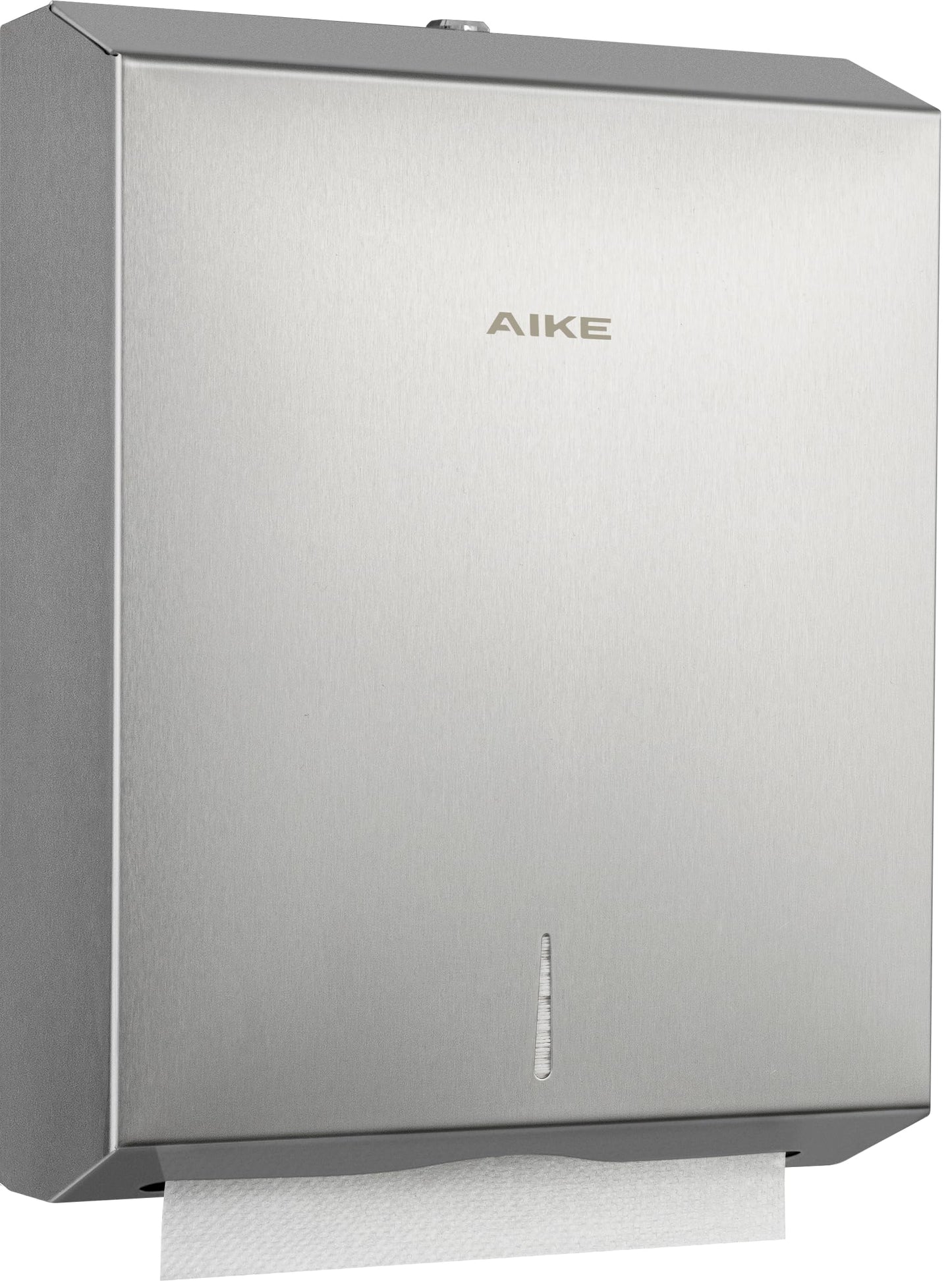 AIKE 400 Sheets Multifold Commercial Stainless Steels Wall Mount Paper Towel Dispenser with Lock Large Capacity Brushed AK5181 (Folded Size 10.6" x 3.9" Or Smaller)