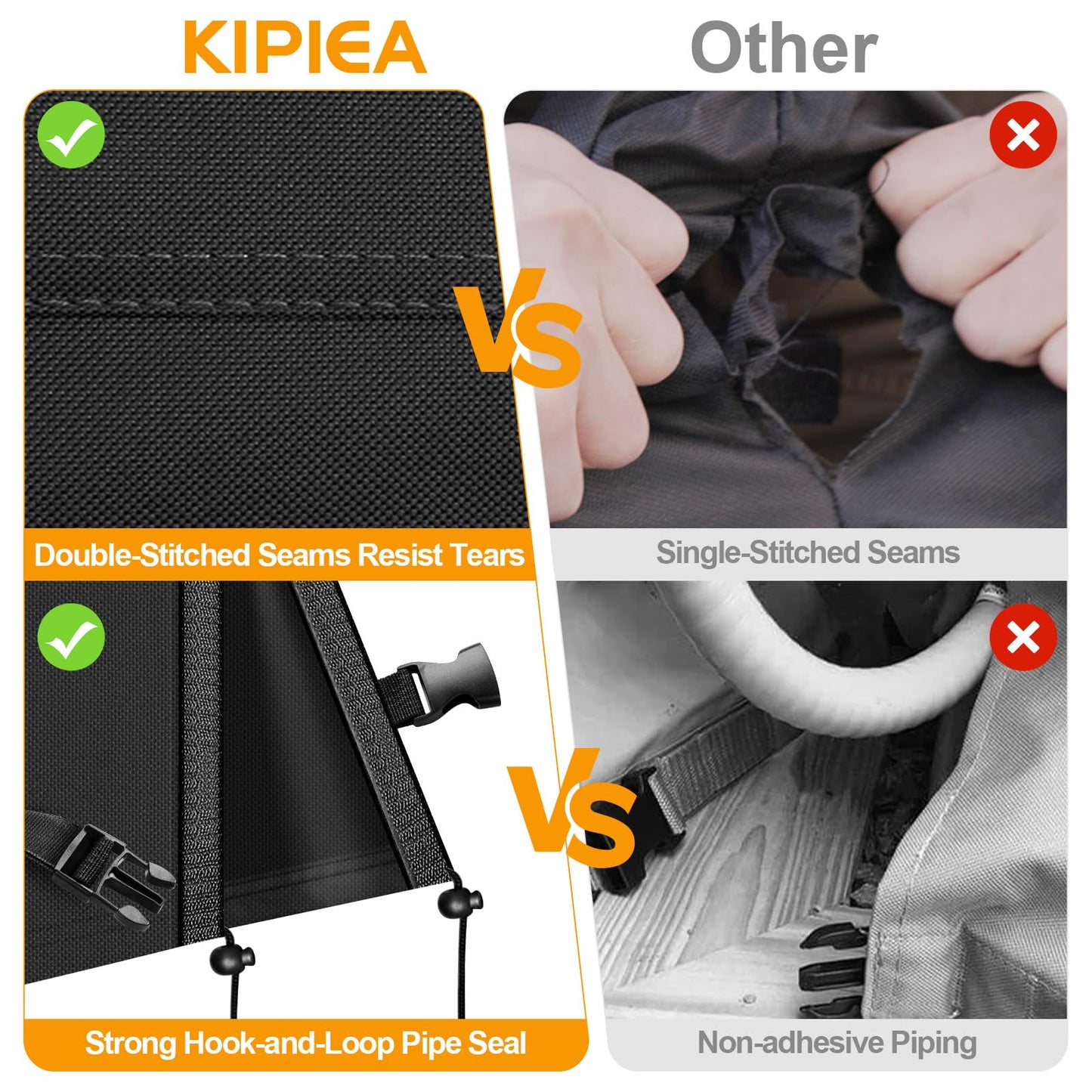 Kipiea Heavy Duty Air Conditioner Cover for Outside Units, Windproof, Anti-UV, Tear & Fade Resistant AC Cover for Winter (28" W x 28" D x 30" H)