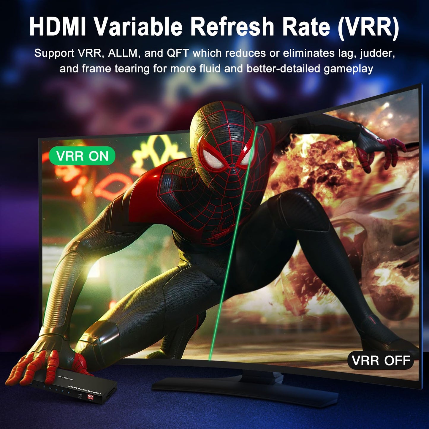 AVIDGRAM 4 Port HDMI Switch 4K 120Hz, 4 In 1 Out HDMI 2.1 Switcher 8K 60Hz with Audio Extractor Toslink 3.5mm and Remote, 16 EDID Modes, HDCP 2.3, HDR10, VRR, ALLM, QFT, CEC, Compatible with Xbox, PS5