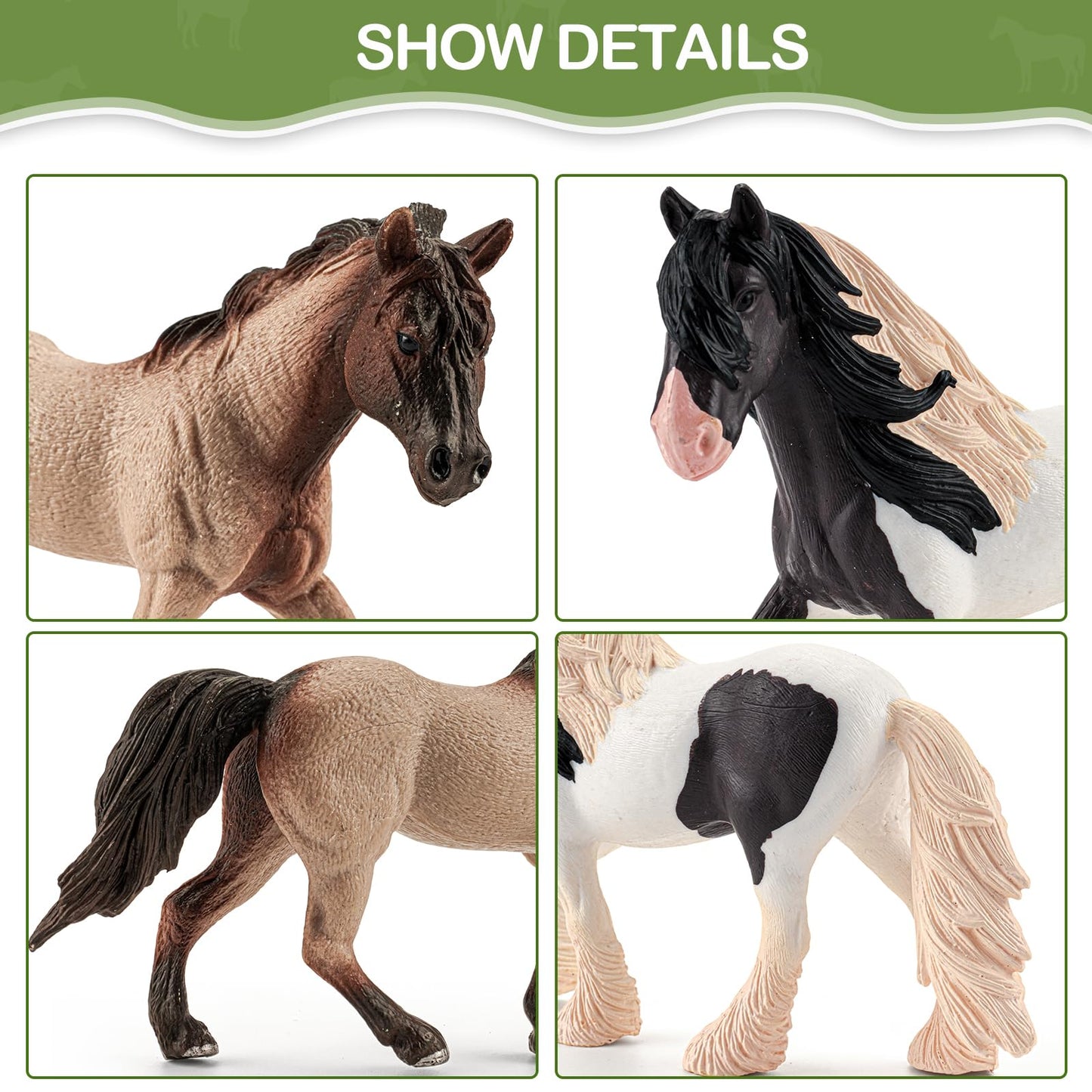 THINKBAY 35 PCS Horses Toys Set for Kids, Solid Realistic Horse Stable Playset Barn Toys for Girls, Ideal Birthday Farm Animals Gift for Toddlers
