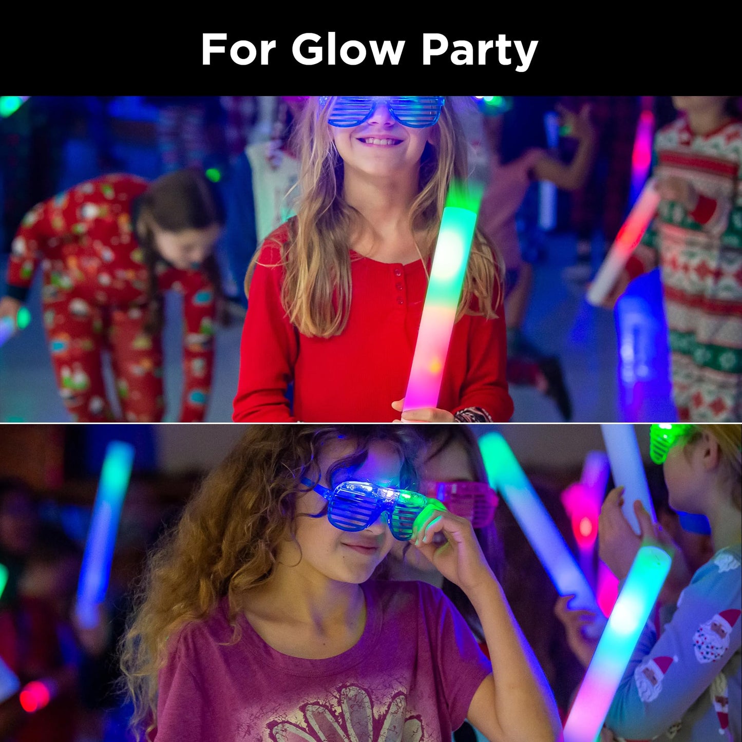 32 Pcs Foam Glow Sticks Bulk Party Pack, L16‘’Big Led Light Up Foam Sticks with 3 Flashing Effect, Glow in The Dark Party Supplies Favors for Wedding, Adults/Kids Birthday, Disco Dance Floor Party, DJ