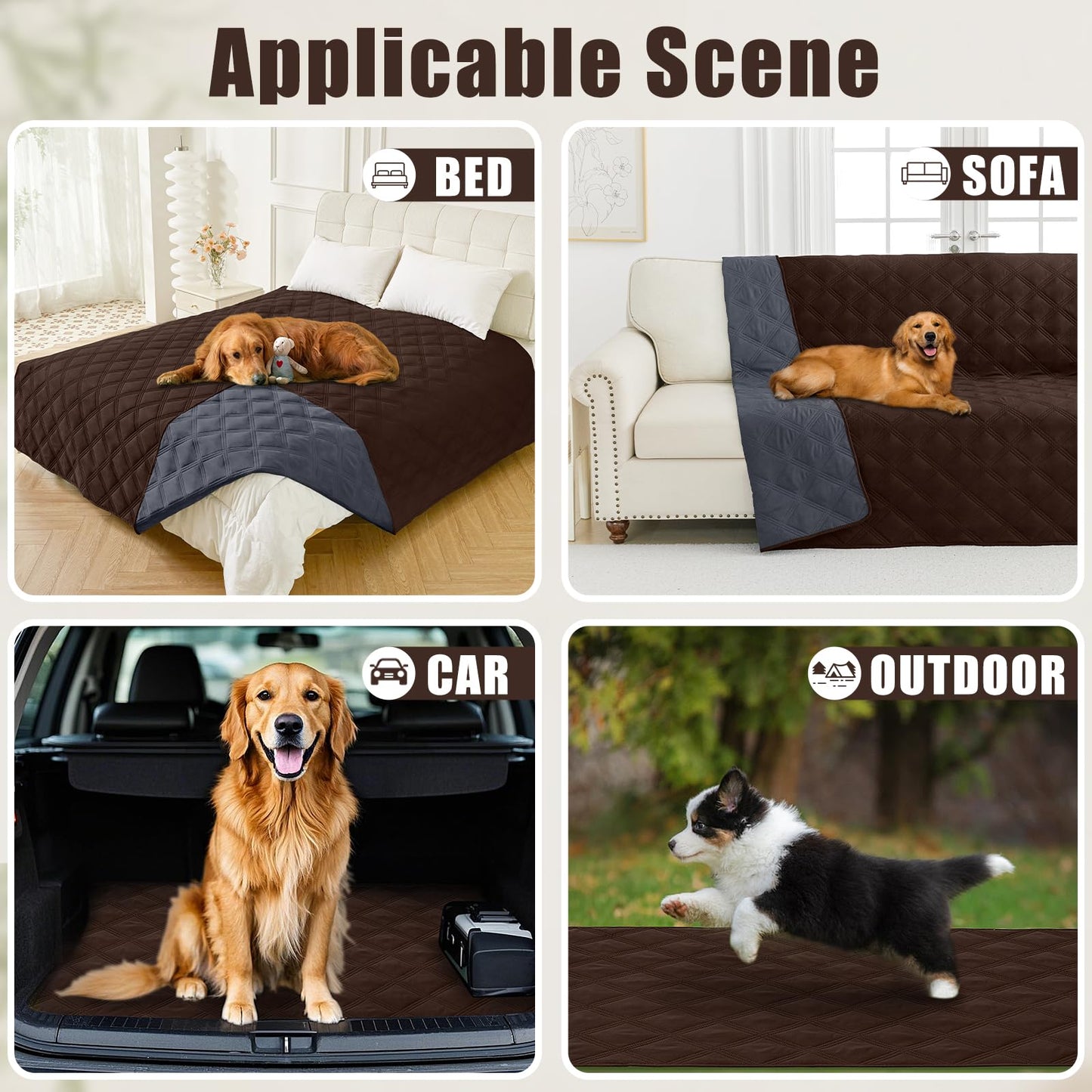 smiry Waterproof Dog Bed Cover Blanket, Soft Reversible Pet Blanket, Washable Leakproof Cats Dogs Couch Cover for Sofa, Couch, Furniture, 68x82 Inch, Chocolate/Dark Grey