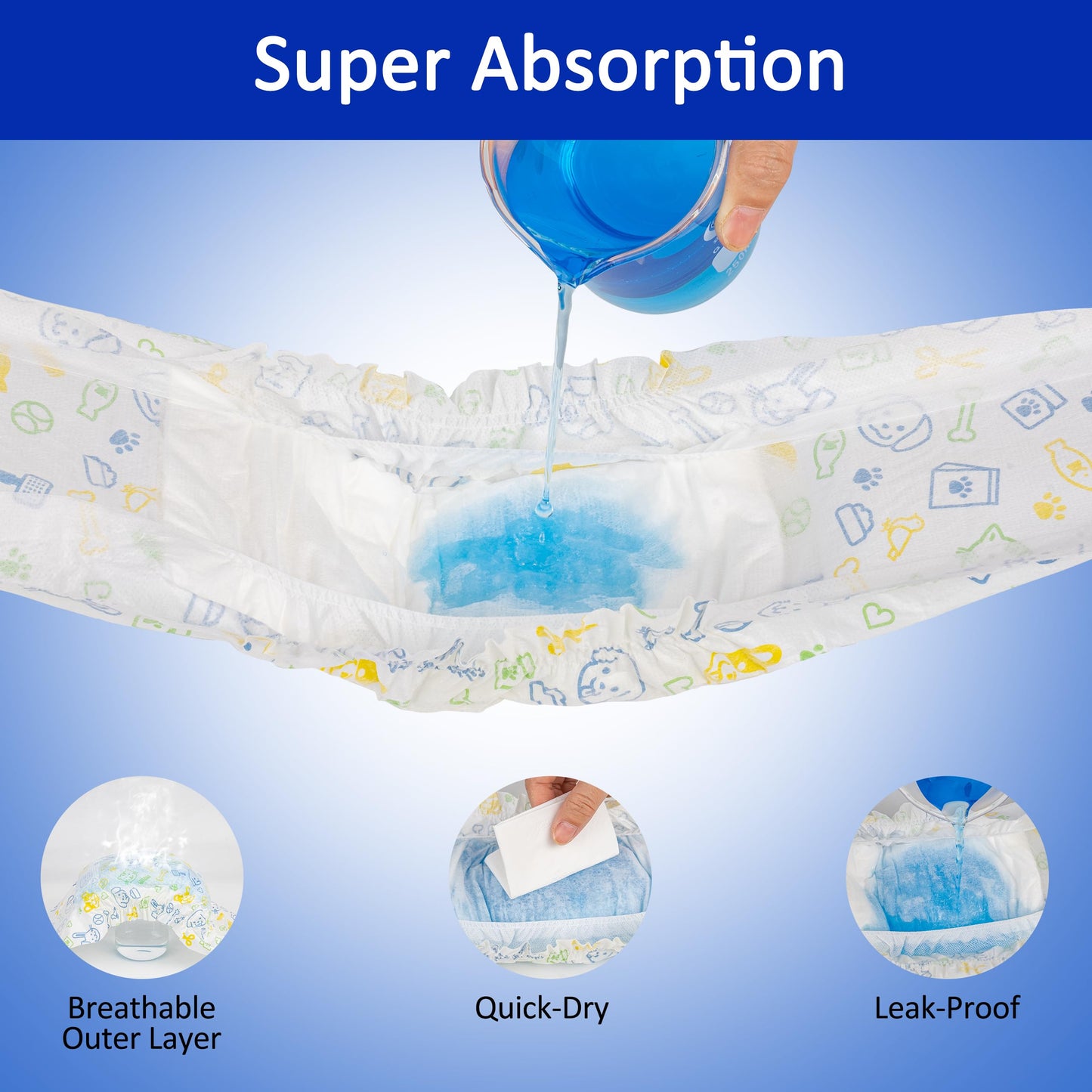 Dono Disposable Male Dog Diapers Dog Wraps Super Absorbent Soft Pet Diapers, Including Four Sizes, Extra Small, Small, Medium, Large, Diapers Wetness Indicator-48pcs (L-48 Count)