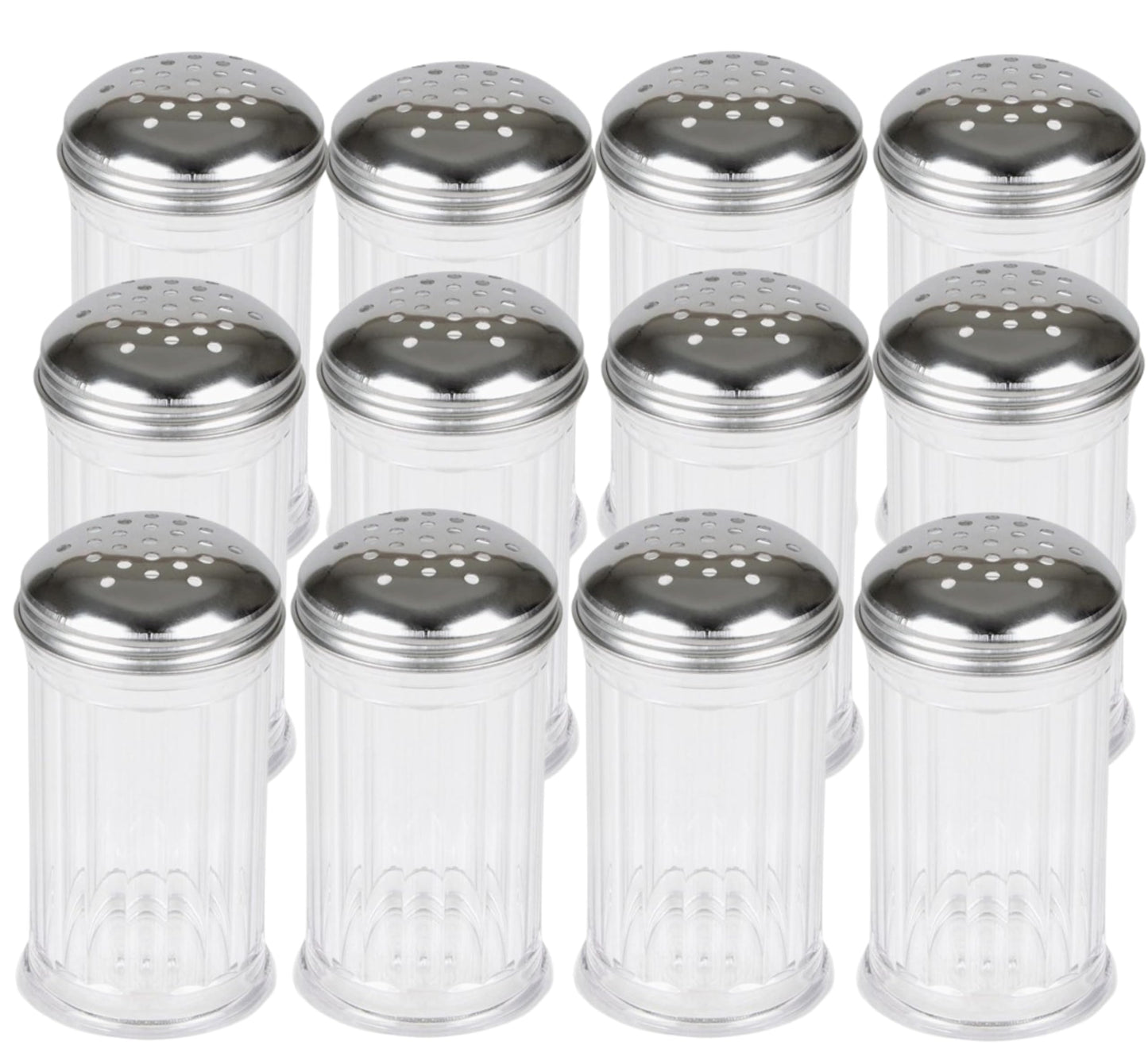 12 Oz Parmesan Cheese Shaker/salt and pepper shakers with Stainless Steel Lid, Clear Plastic seasoning shaker, sugar/spice dispenser, large salt and pepper shakers (360 ml) by GEEX DEPOT (12, 12 Oz)