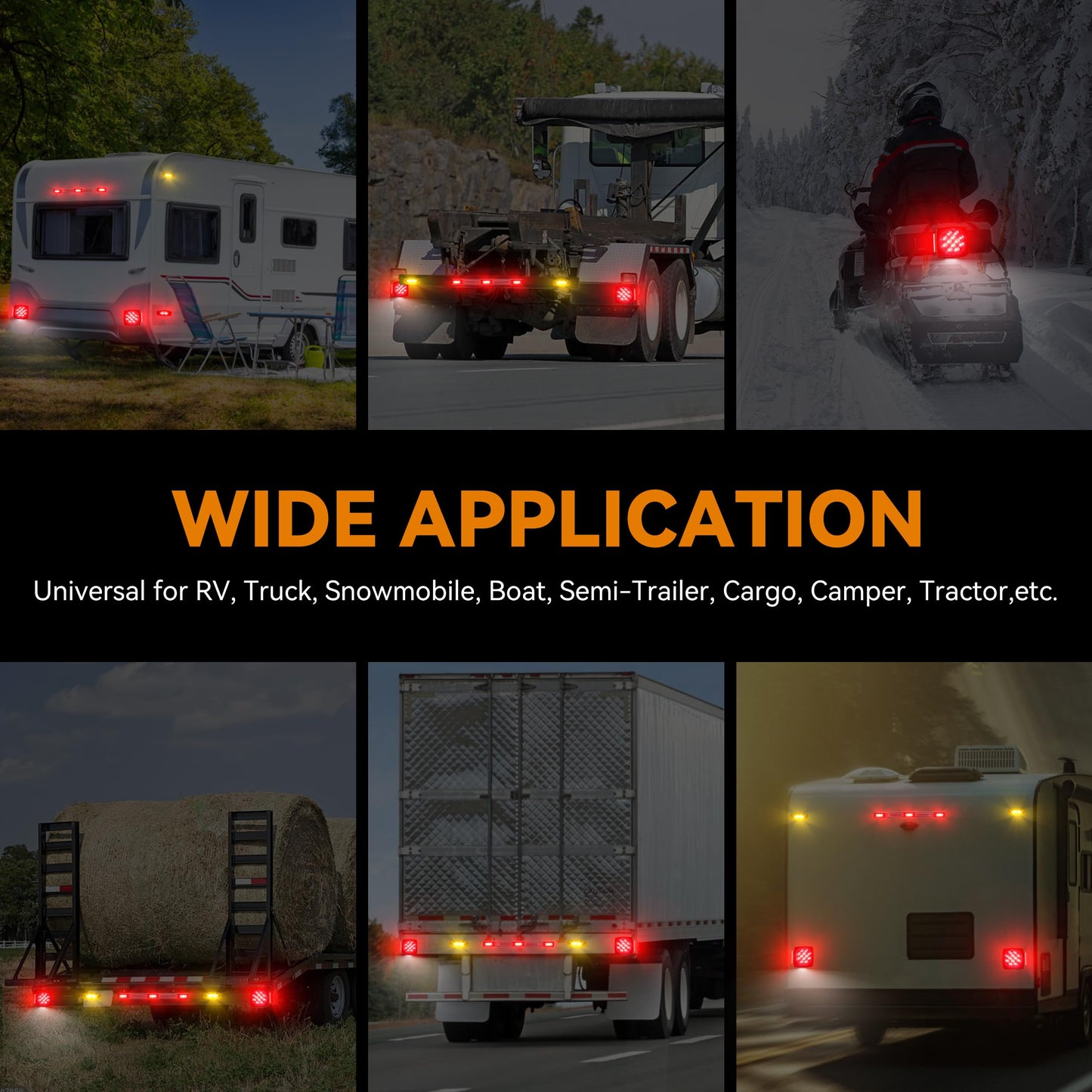 RVZONE Trailer Lights LED Kit, 12V Submersible Boat Trailer Lights Utility Led Lighting with License Plate Lights, Marker Brake Lights, Wiring Harness, for Trailer Boat Truck RV