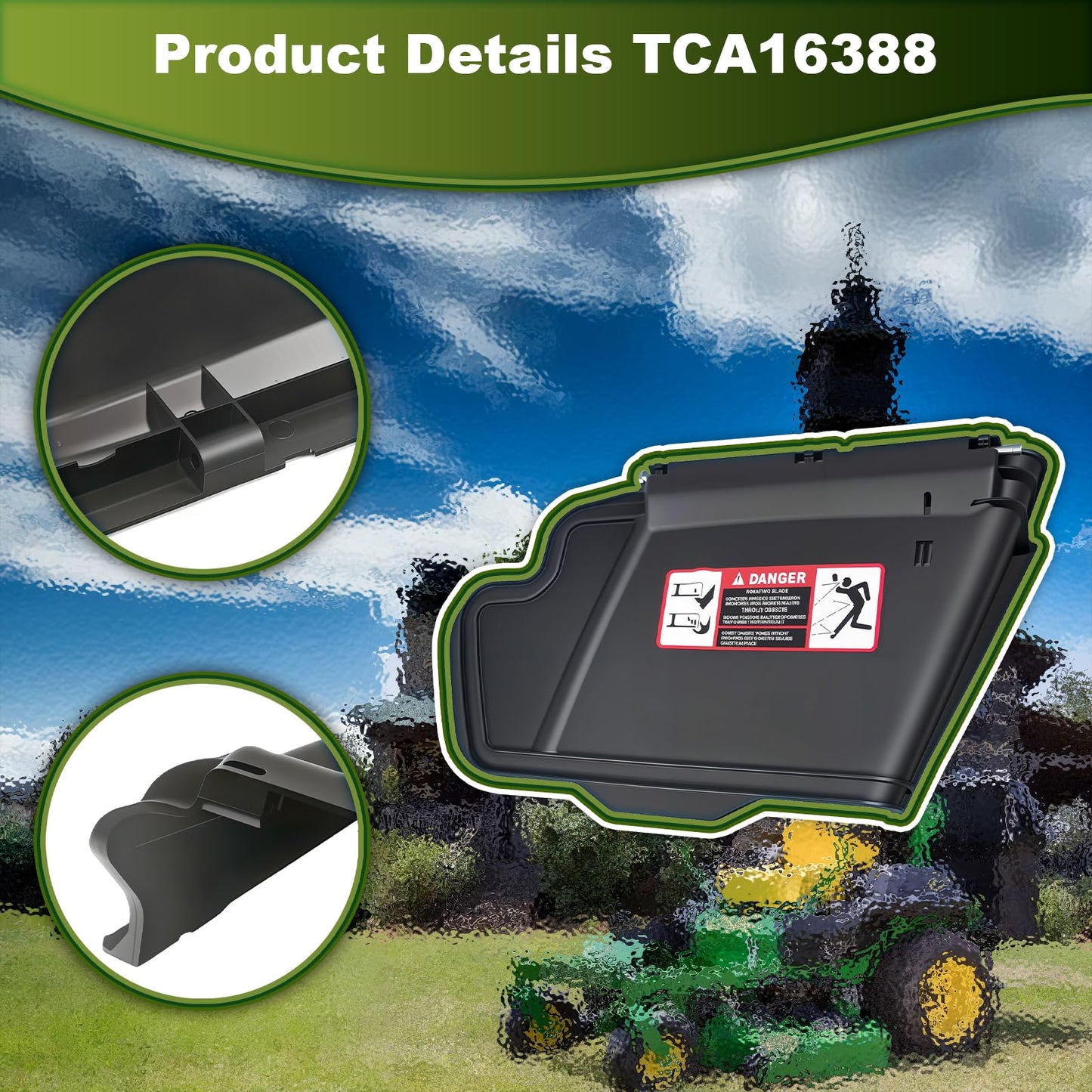 sanbaiyi Replacement Part TCA16388 Mower Deck Side Discharge Chute Kit Compatible with John Deere 48C, 54C, 54D, 62D Fits Lawn and Garden Tractor Models: GX255, GX325, GX335, GX345 Lawn Tractors