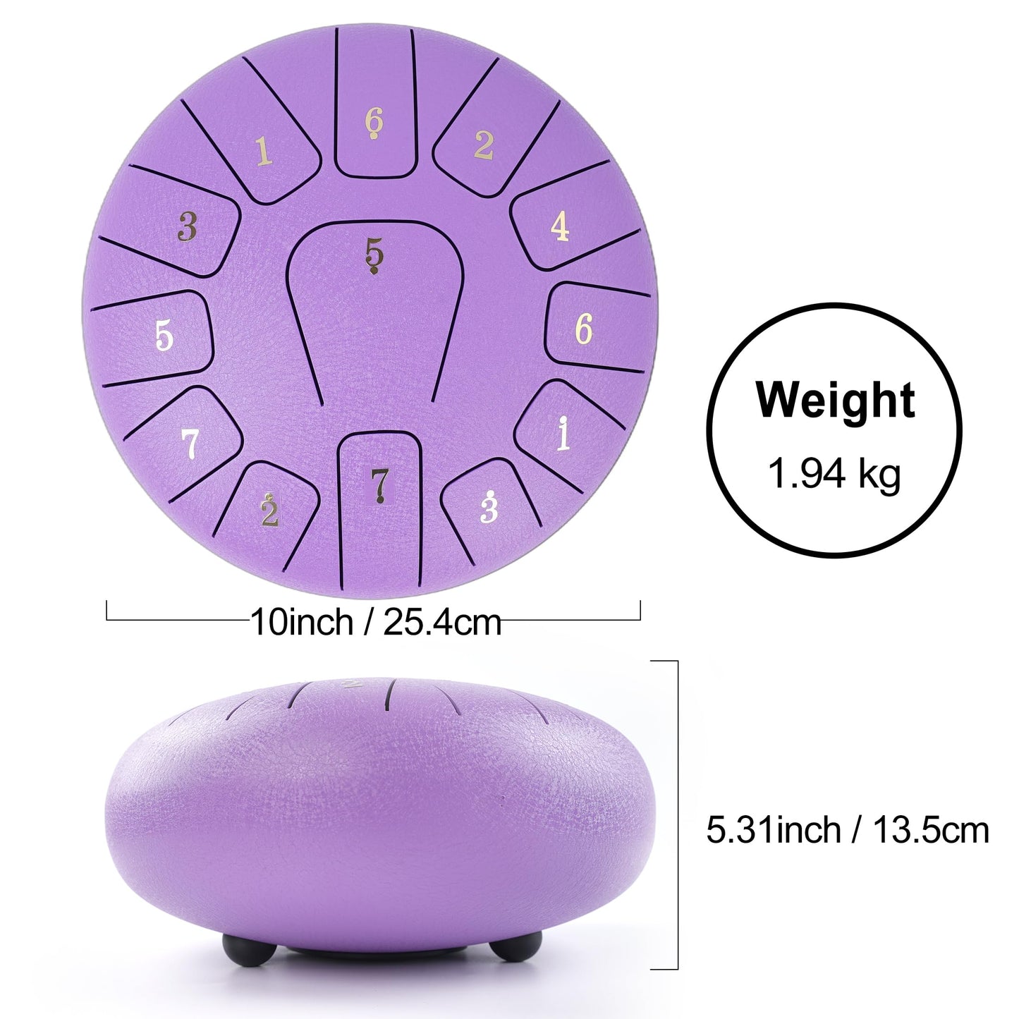 10 Inch 13 Notes Steel Tongue Drum, Pre-Tuned Rain Drum Handpan Drum with Mallets, Music Book, Storage Bag & Finger Picks, Percussion Instrument for Meditation, Relaxation & Gift (Purple)