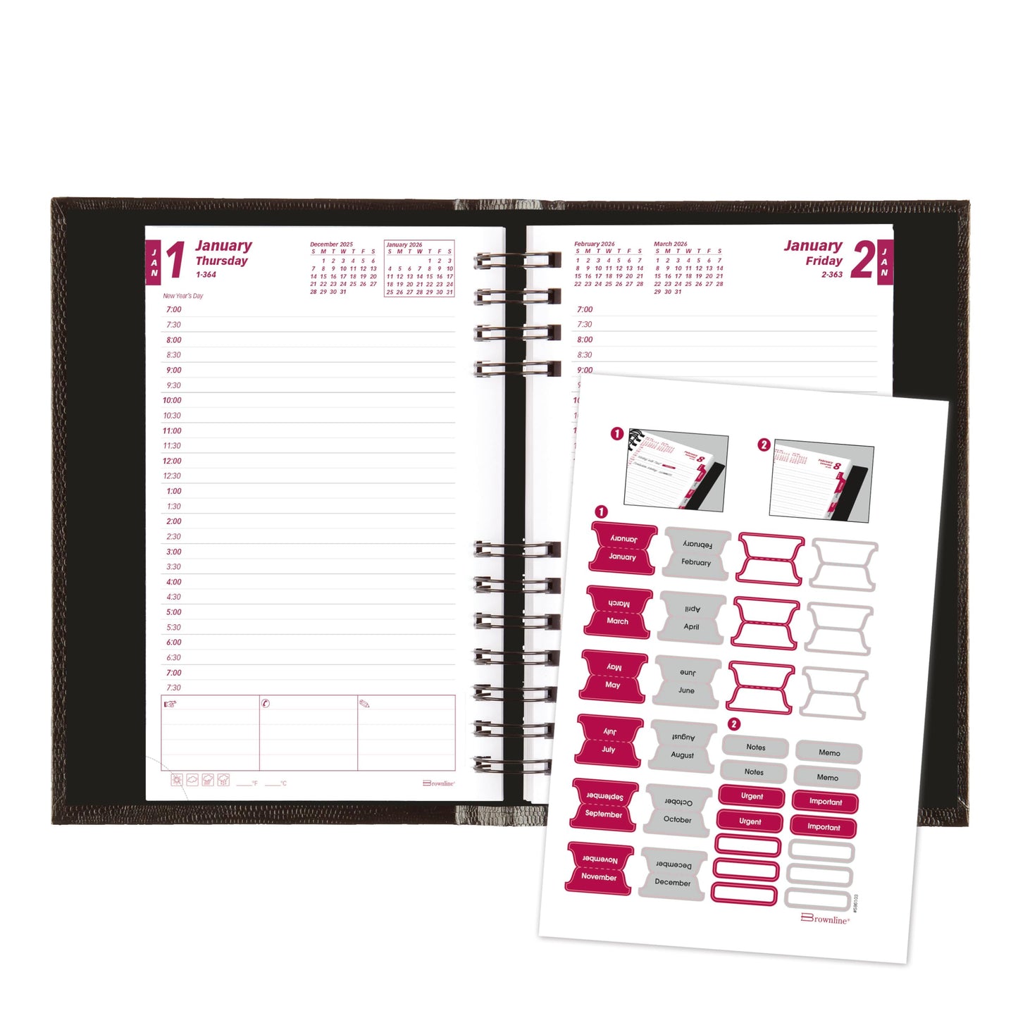 Brownline® 2026 CoilPro™ Daily/Monthly Planner, Appointment Book, 12 Months, January to December, Twin-Wire Binding, 8" x 5", Black (CB634C.BLK-26)