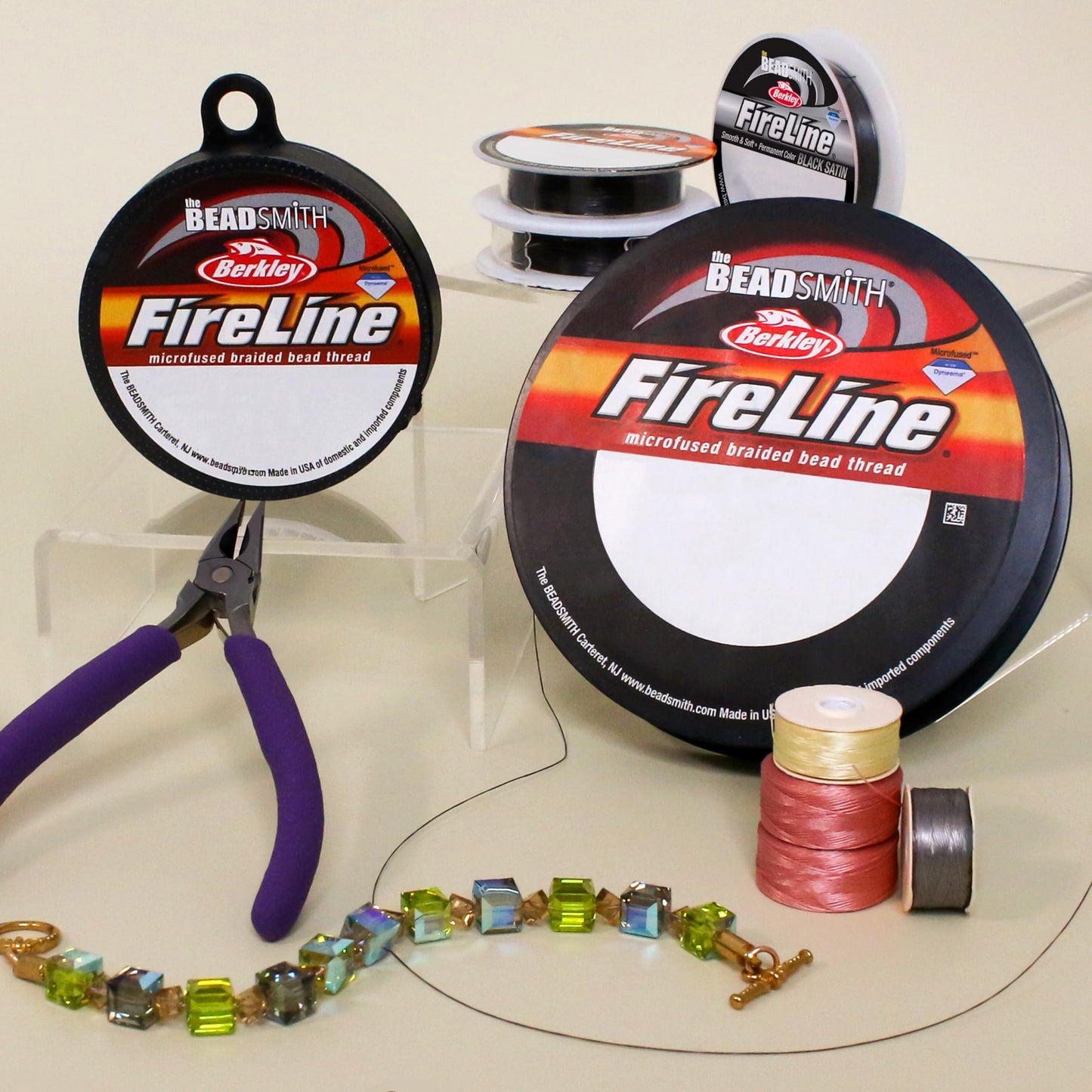 The Beadsmith Fireline by Berkley – Micro-Fused Braided Thread – 6lb. Test.006”/.15mm Diameter, 125 Yard Spool, Crystal Color – Super Strong Stringing Material for Jewelry Making and Bead Weaving