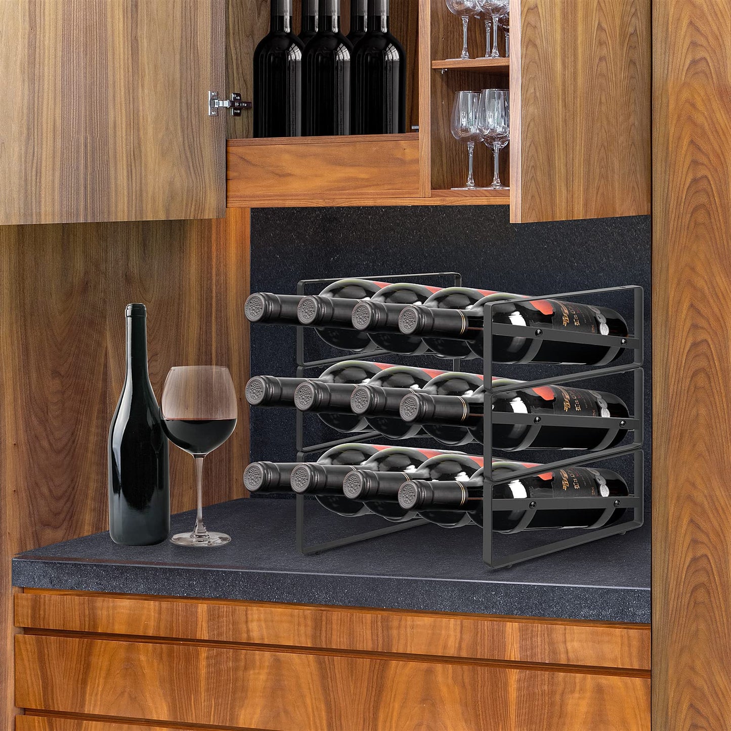 3 Tier Wine Rack,Tabletop Stackable Wine Rack Freestanding Champagne Racks Countertop for Kitchen Pantry Cabinet for Kitchen, Bar, Pantry, Cellar, Basement, Countertop, Cabinet