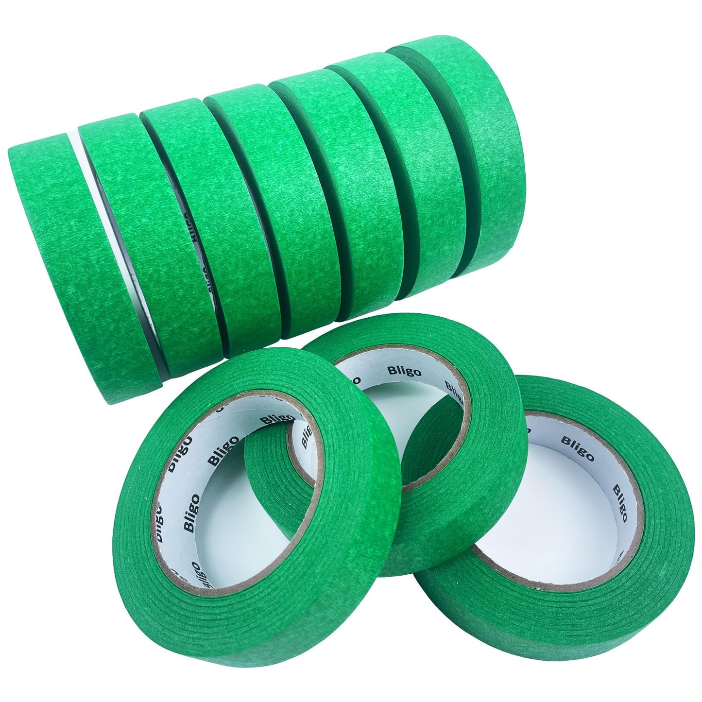 10 Pack Green Painters Tape 1 Inch x 55 Yards, Medium Adhesive Masking Tape Bulk (550 Total Yards), Residue-Free for Painting, DIY Crafting, Indoor & Outdoor Use