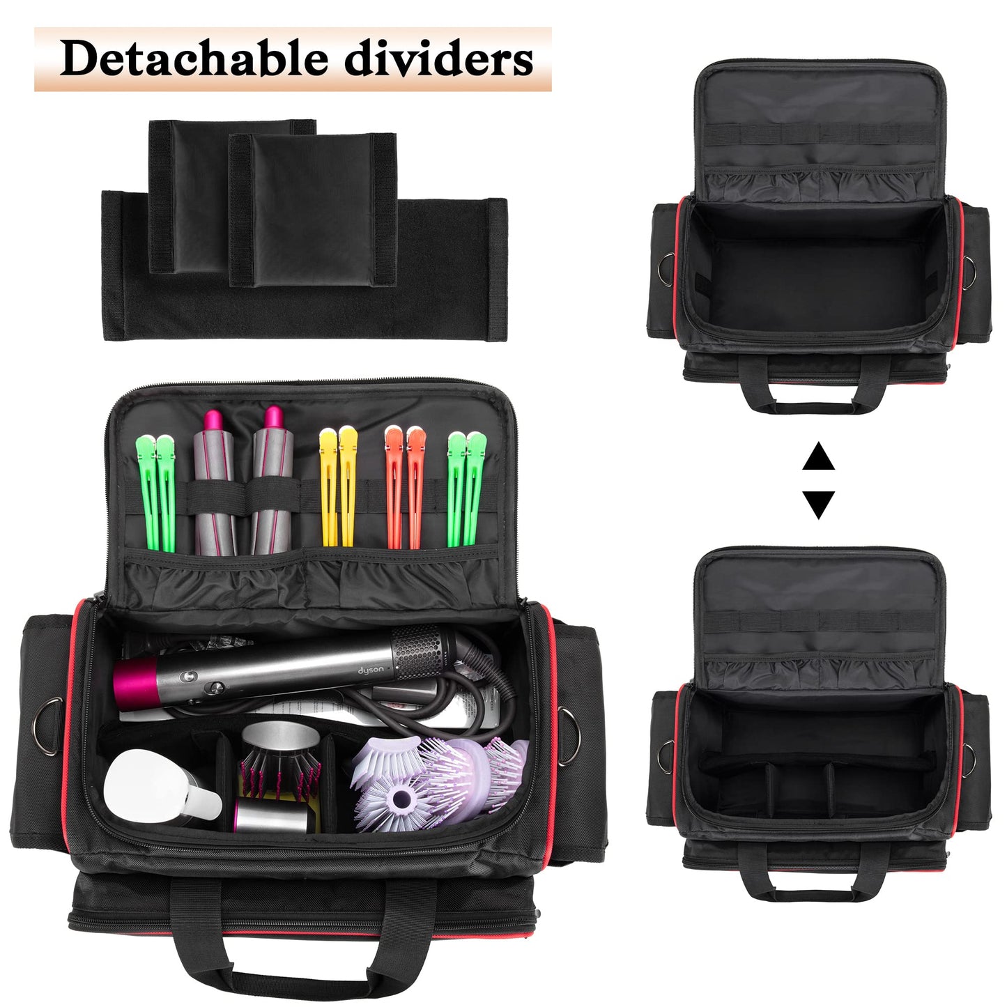 BAFASO Barber Bag with Adjustable Dividers, Travel Barber Case Holds Various Hair Cutting Tools (Bag Only), Black