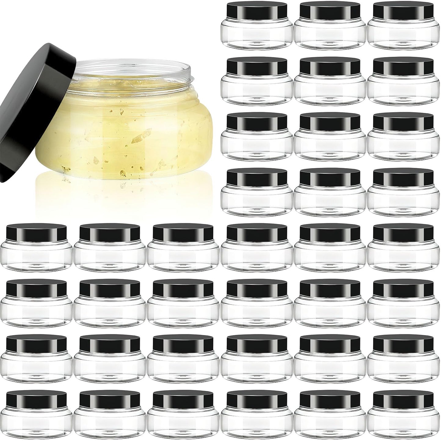 36 Pack Plastic Jars with Lids Plastic Containers Round Refillable Cosmetic Containers Empty Body Butter Jars Sugar Scrub Containers for Lotions, Cosmetics, Cream, Body Scrub (Clear, 5 oz)