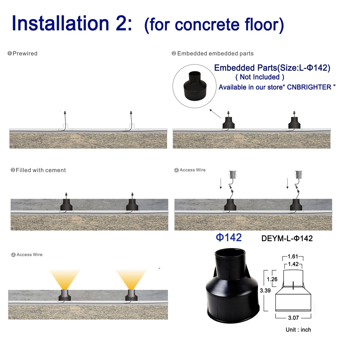 CNBRIGHTER LED In-Ground Well Lights Anti-Glare,3W 12V-24V DC, IP67 Waterproof Recessed Lamp,Buried Underground Outdoor Landscape Lighting,Warm White 3000K(3 Watt)