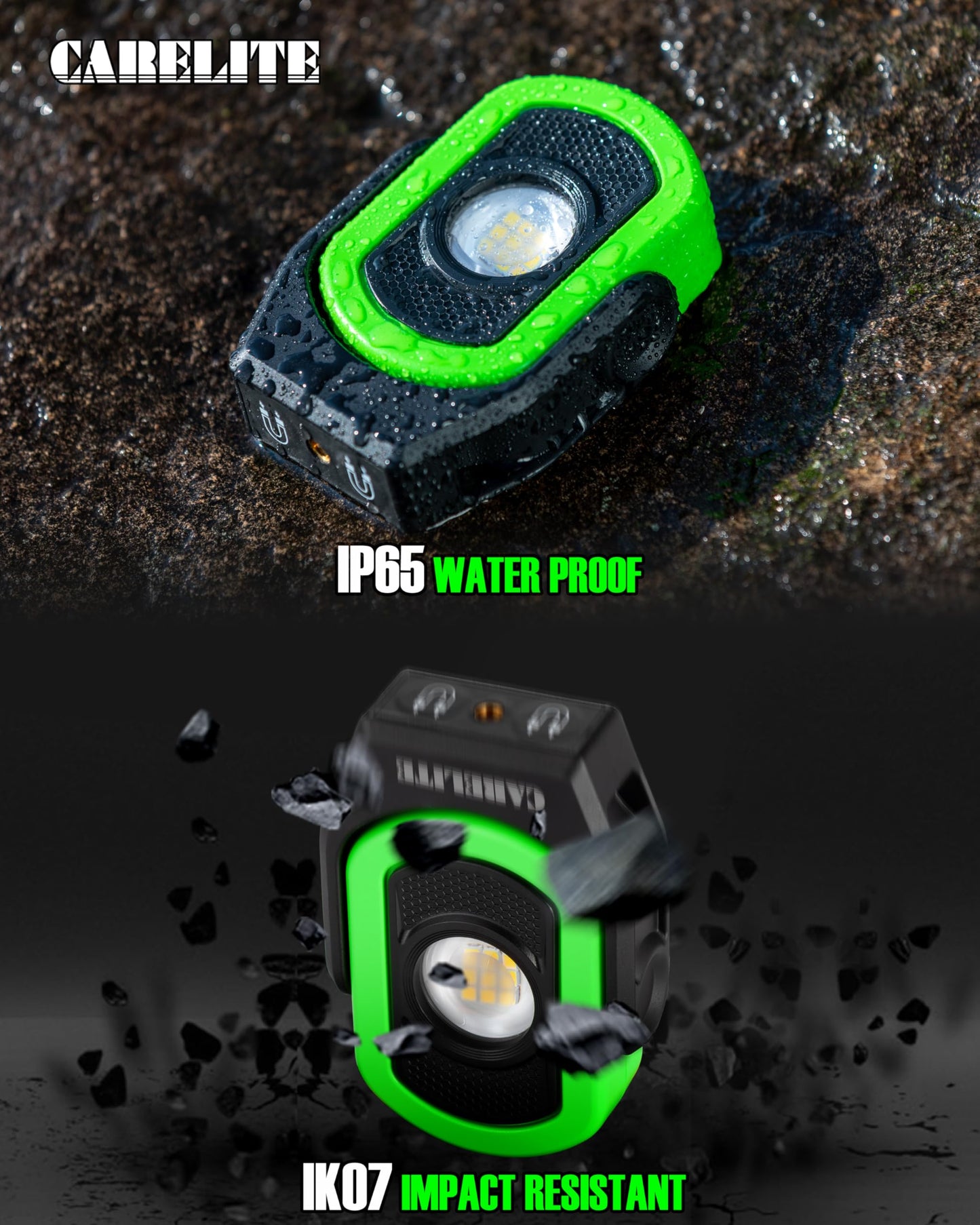 CARELITE Magnetic Work Light – 780 Lumen Compact Pocket Light, Rechargeable 3000mAh, 360° Pivot, Durable & Portable for Mechanics & Jobsites (Green, 1 Pack)