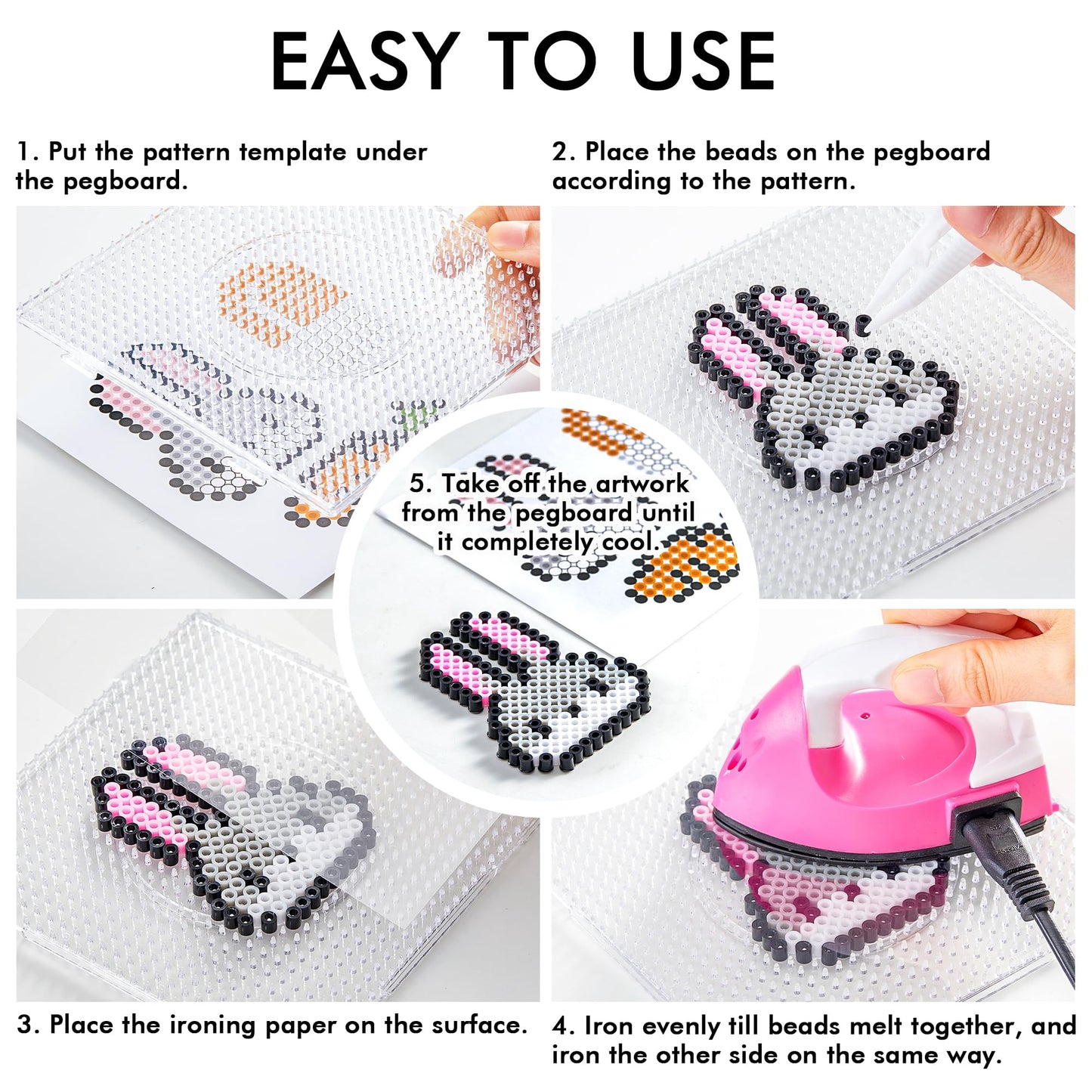 30,000 Fuse Beads Kit-30 Individual Packs of Iron Beads Set with 3 Pegboards, 5 Ironing Paper, 10 Patterns, Gifts for Birthday Christmas, Multicolor 5mm Melty Beads Bulk Refill Kit