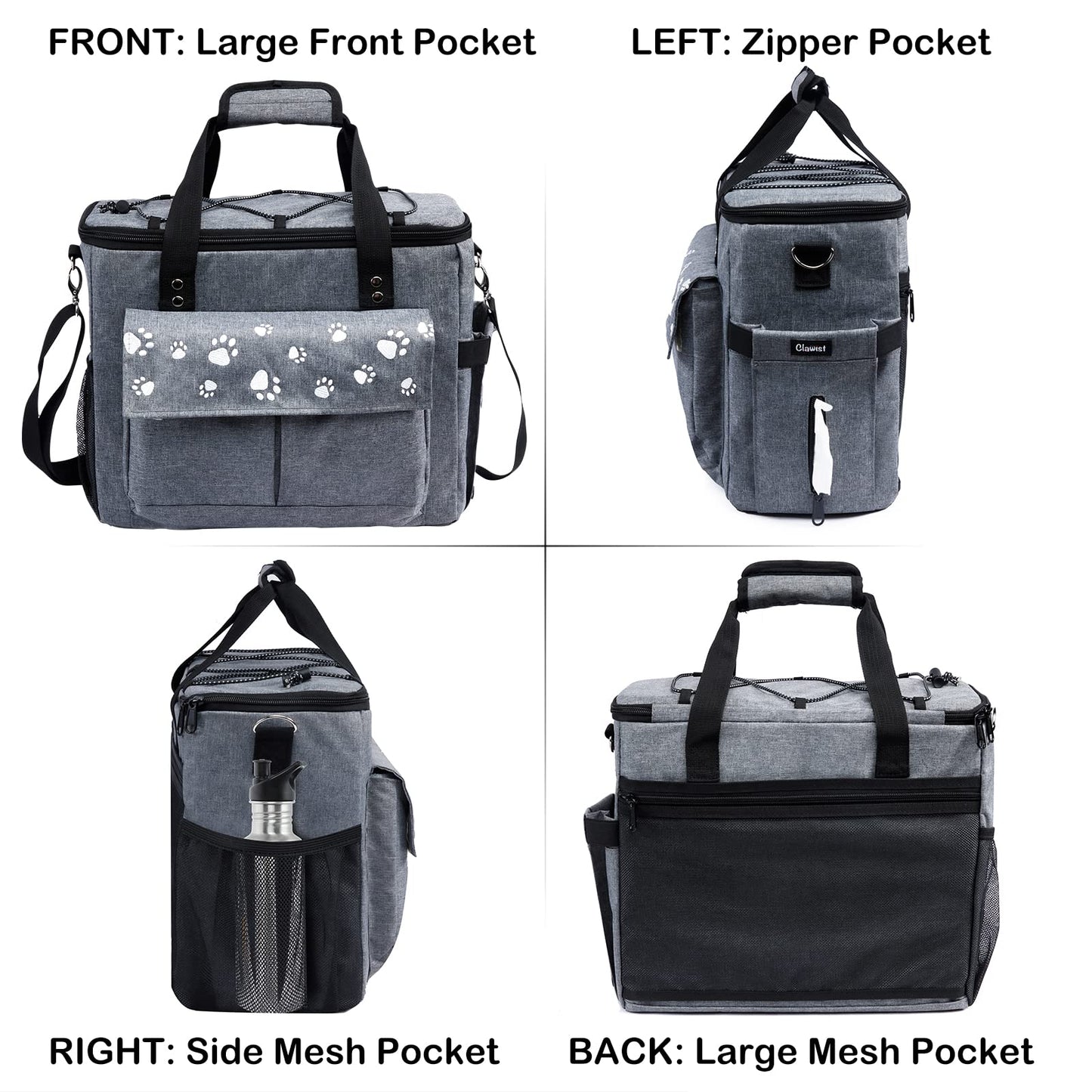 CLAWIST Dog Travel Bag - Airline Approved With Food Containers and Collapsible Bowls - Weekend Pet Supplies Kit for Overnight Trips