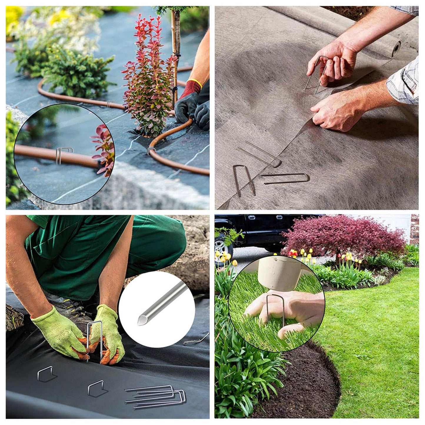 200 Pack Garden Stakes U-Shaped Tent Stakes, Galvanized Landscape Staples, 6 inch Ground Stakes for Landscaping Securing Weed Barrier Fabric, Irrigation Tubing, Holding Fence, Tarpaulin