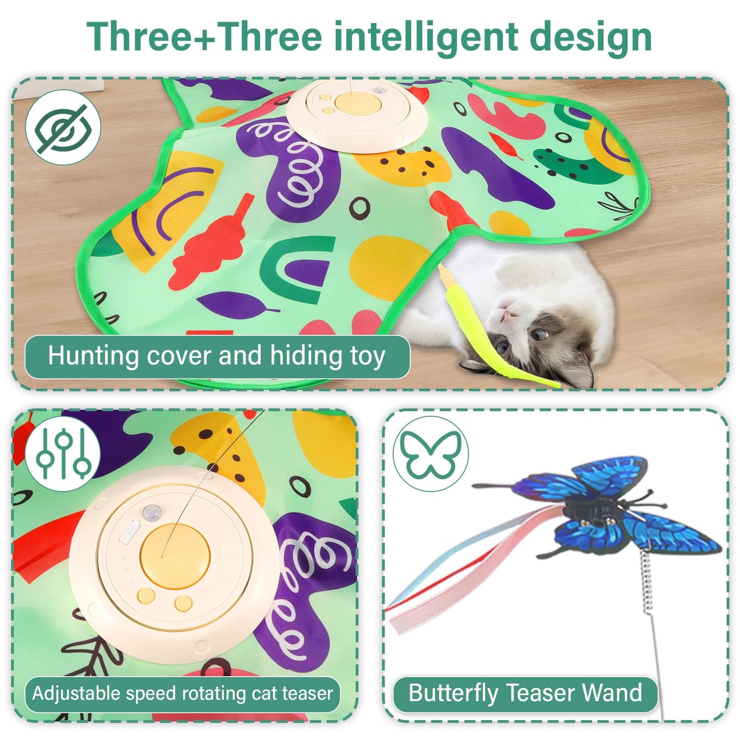 Interactive Cat Toy Hide and Seek Cat Toy USB Rechargeable，Cat Toy Hunting Cover, Intelligent Electric pet Game Cover Cat Exercise Toys for Indoor Bored Adult Cats