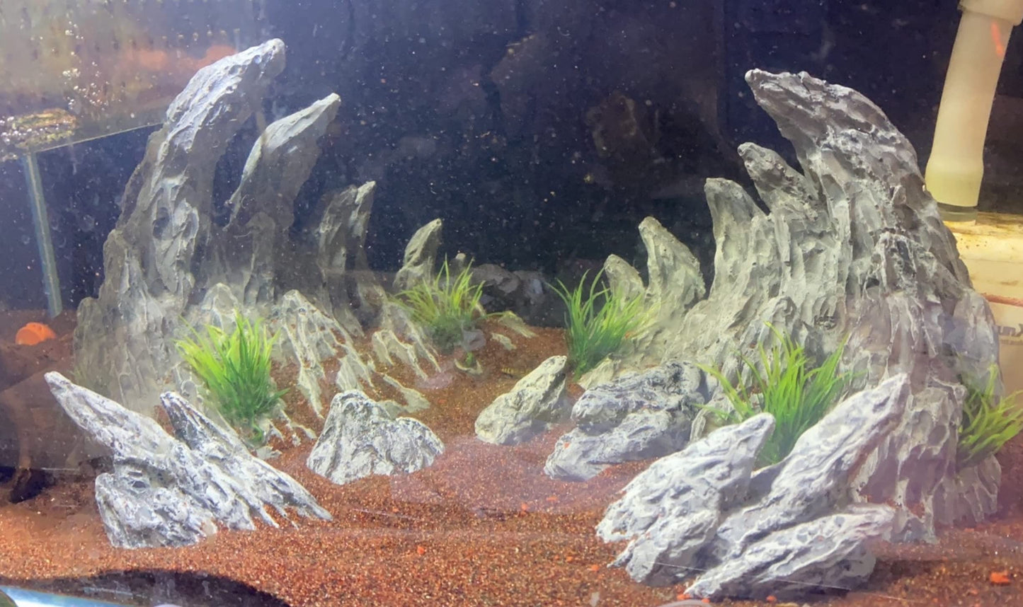 Fish Aquarium Ornaments 2～10 Gallon Aquarium Decoration Model Kits, Include 7 pcs Resin Imitation Stone (Soul Valley)