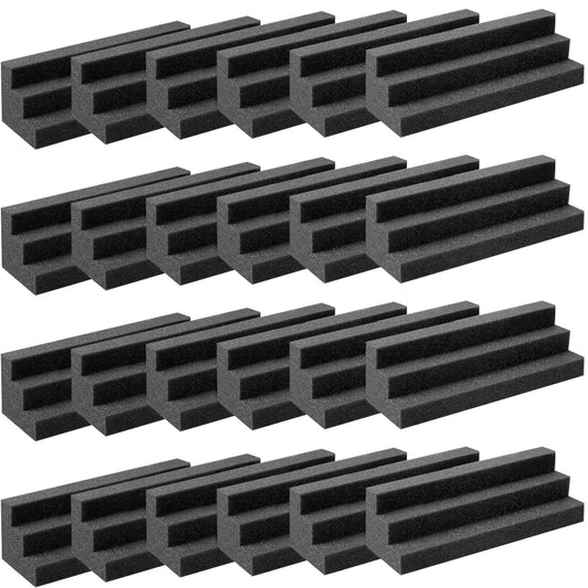 24 Pack Bass Traps Acoustic Foam Panels - 12" X 3" X 3" Bass Trap Acoustic Foam Corner Block- High Density Soundproofing Foam - Acoustic Panels for Home, Studio or Theater