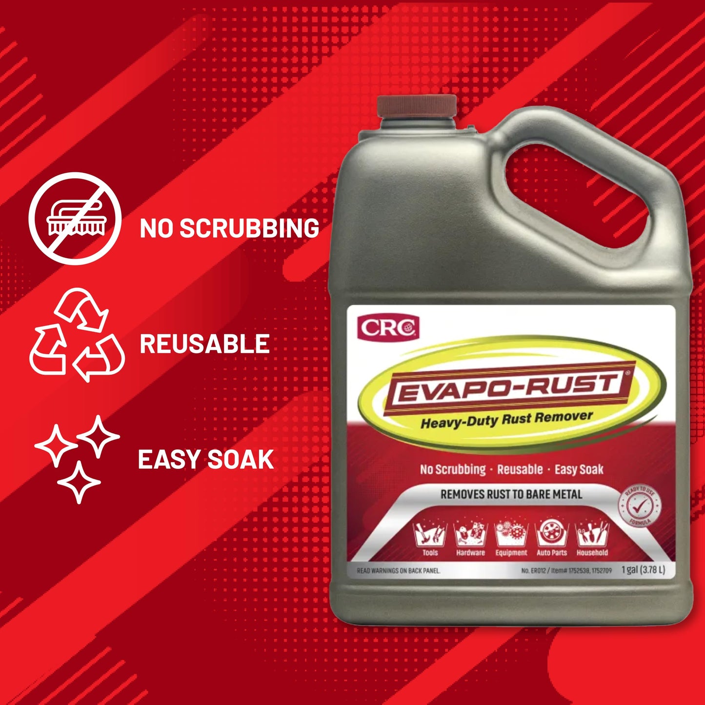 Evapo-Rust ER012 Super Safe Rust Remover – 128 oz., Non Toxic Rust Remover for Auto Parts, Hardware, Antiques | Rust Removers and Chemicals,Gray,1 gallon