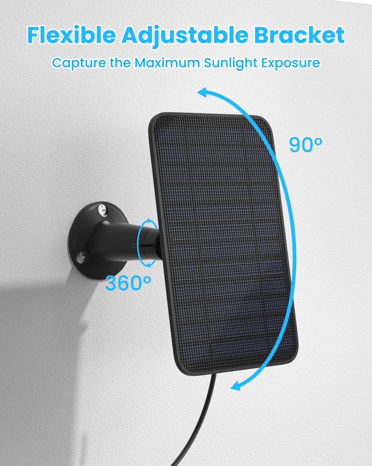 2 Pack 5W Solar Panel for Blink Camera, Solar Panel Charger Compatible with Blink Outdoor/Outdoor(3rd Gen)/XT XT2 Camera, IP65 Weatherproof with Secure Wall Mount, 13.1ft Charging Cable & Rubber Plug