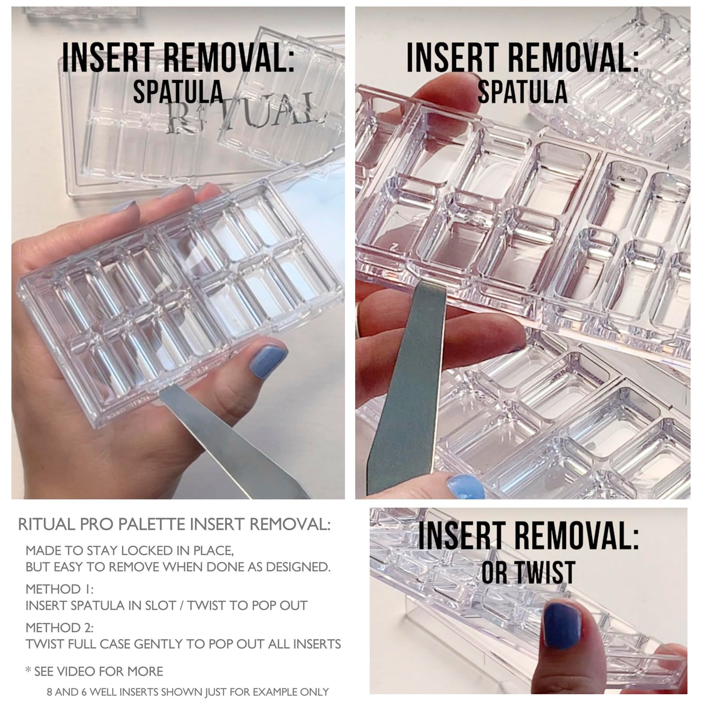 Empty Makeup Palette | 18 Wells | Modular Interchangeable Depotting System | Ritual Pro Palette 3 | Bundle 6 Pack