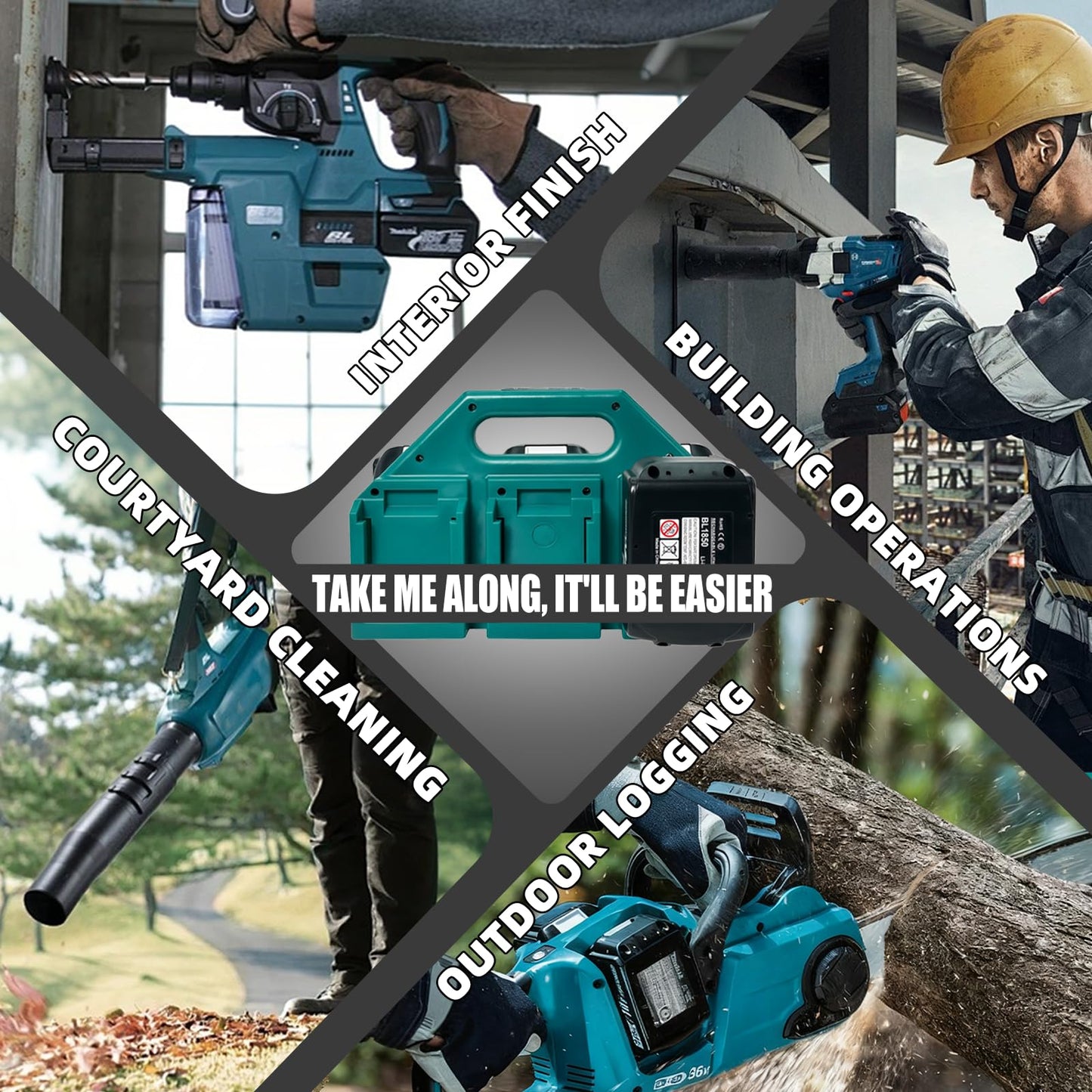 6-Slot Battery Holder for Makita 14V&18V LXT Batteries - Rugged & Portable Storage Case, Compact Organizer for Tool Boxes & Bags, Quick Access, Ideal for Transport & Job Sites