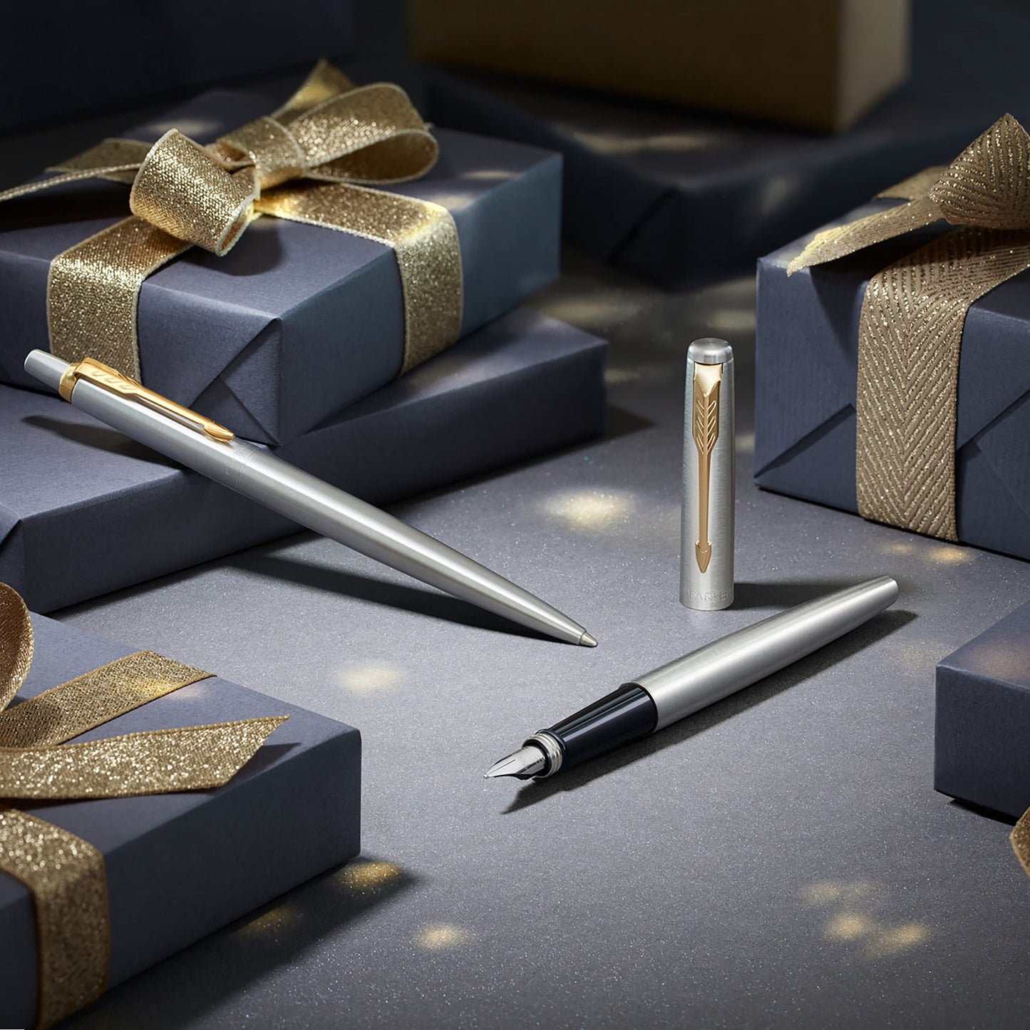 PARKER Jotter Fullfederhalter, Metallschaft In Royal Blue, Federstarke M, Blaue Tinte, Inklusive Geschenkbox