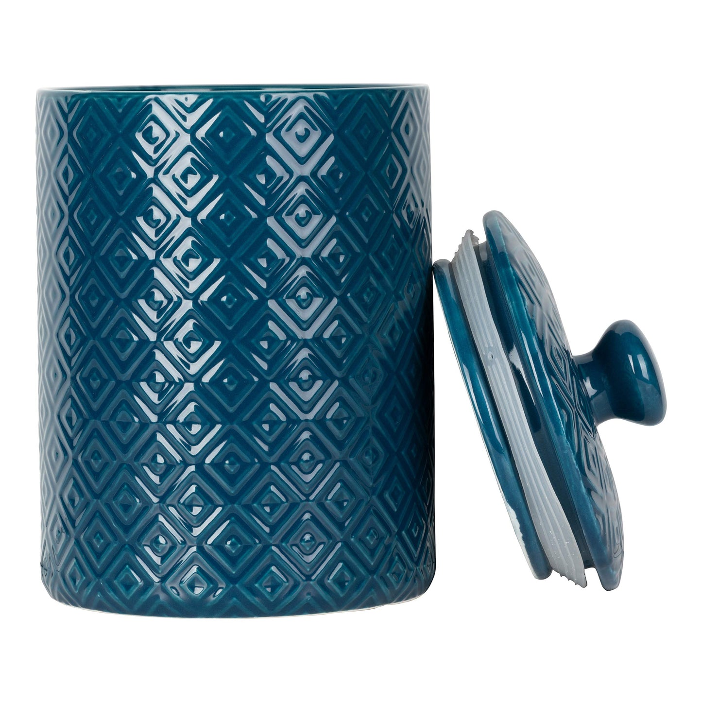 10 Strawberry Street Diamond Embossed 3 Piece Canister Set, Blue