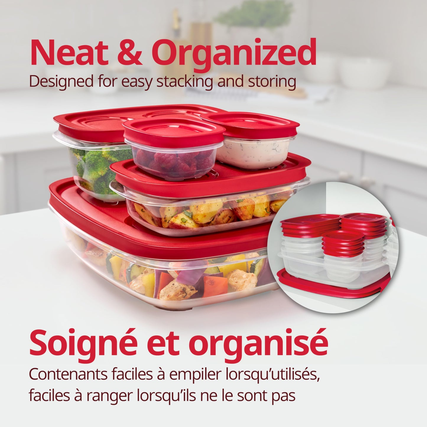 Rubbermaid EasyStore Food Storage Containers with Lids, 38-Piece Set