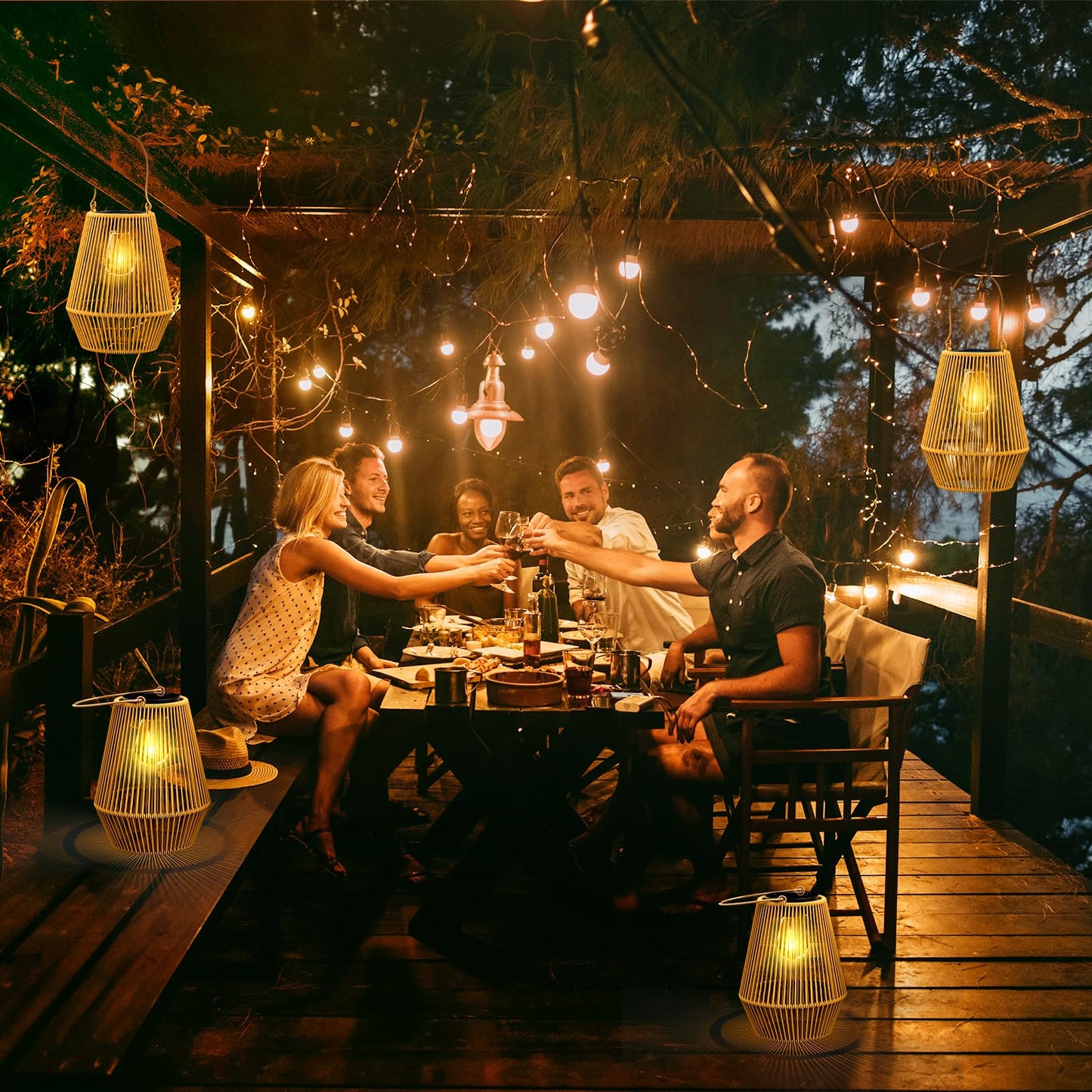 Solar Lanterns Outdoor, KagoLing Solar Lights for Outside Hanging Solar LED Lanterns Waterproof Decorative Table Lamp for Garden Patio Yard -2 Pack