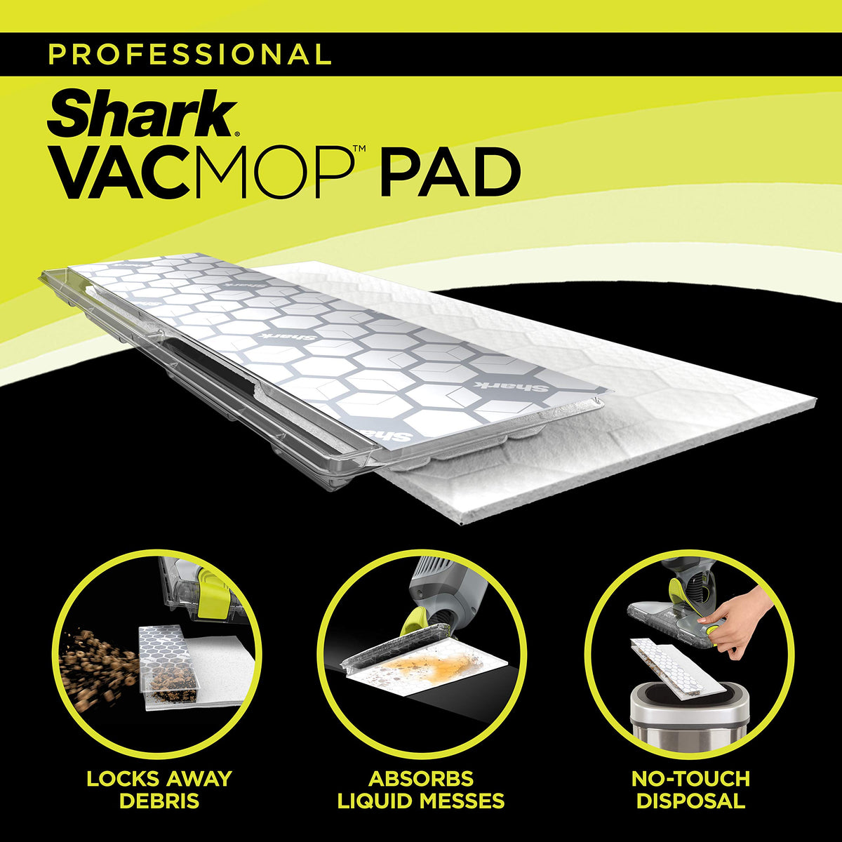 Shark VACMOP Disposable Hard Floor Pad Refills, Compatible with VM252 & VM180, No-Touch Disposal, for use on All Sealed Floors - Stone, Hardwood, Laminate & Tile, (46 Count Total), VMP46