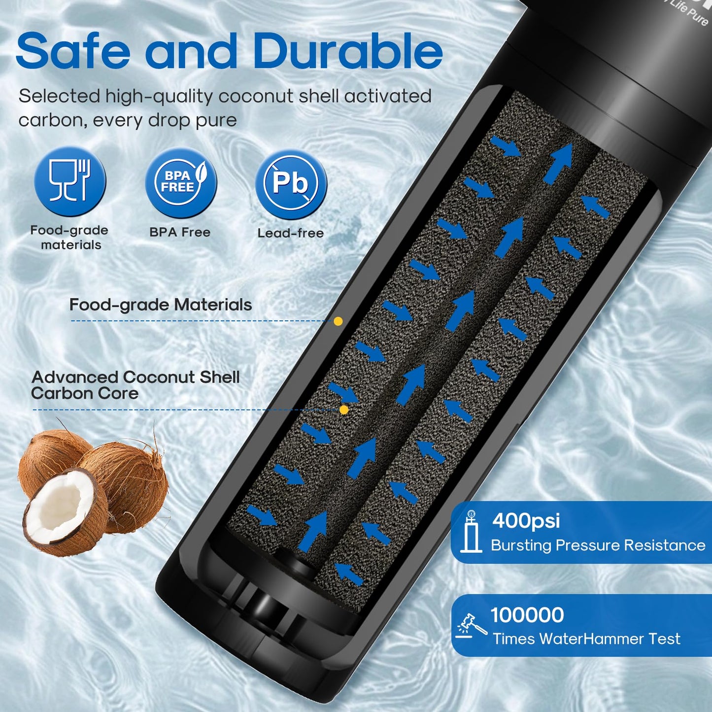 ICEPURE Under Sink Water Filter System, 3 Years or 22000 Gallons Ultra High Life NSF/ANSI 42 Certified, Removes Heavy Metals,Chlorine,Direct Connect Under Counter Drinking Water System, USA Tech Black
