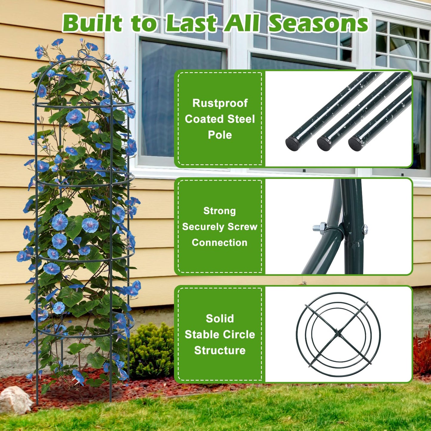 Trellis for Climbing Plants Outdoor, 2Pcs 75" Tall, 21" Dia, Heavy Duty Metal Garden Trellis Tower Potted Cages for Flowers Fruits Vegetable Cucumber Tomato Rose Clematis Pea Bean Raised Bed Trellises