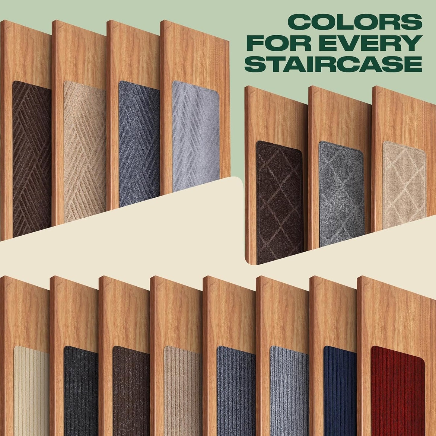 MBIGM 8" X 30" (15 in Pack) Non-Slip Carpet Stair Treads - Non Skid Carpet Safety Rug Slip Resistant Stair Tread Runner for Kids Elders & Pets with Reusable Adhesive - Brown - Anti Slip Stair Treads